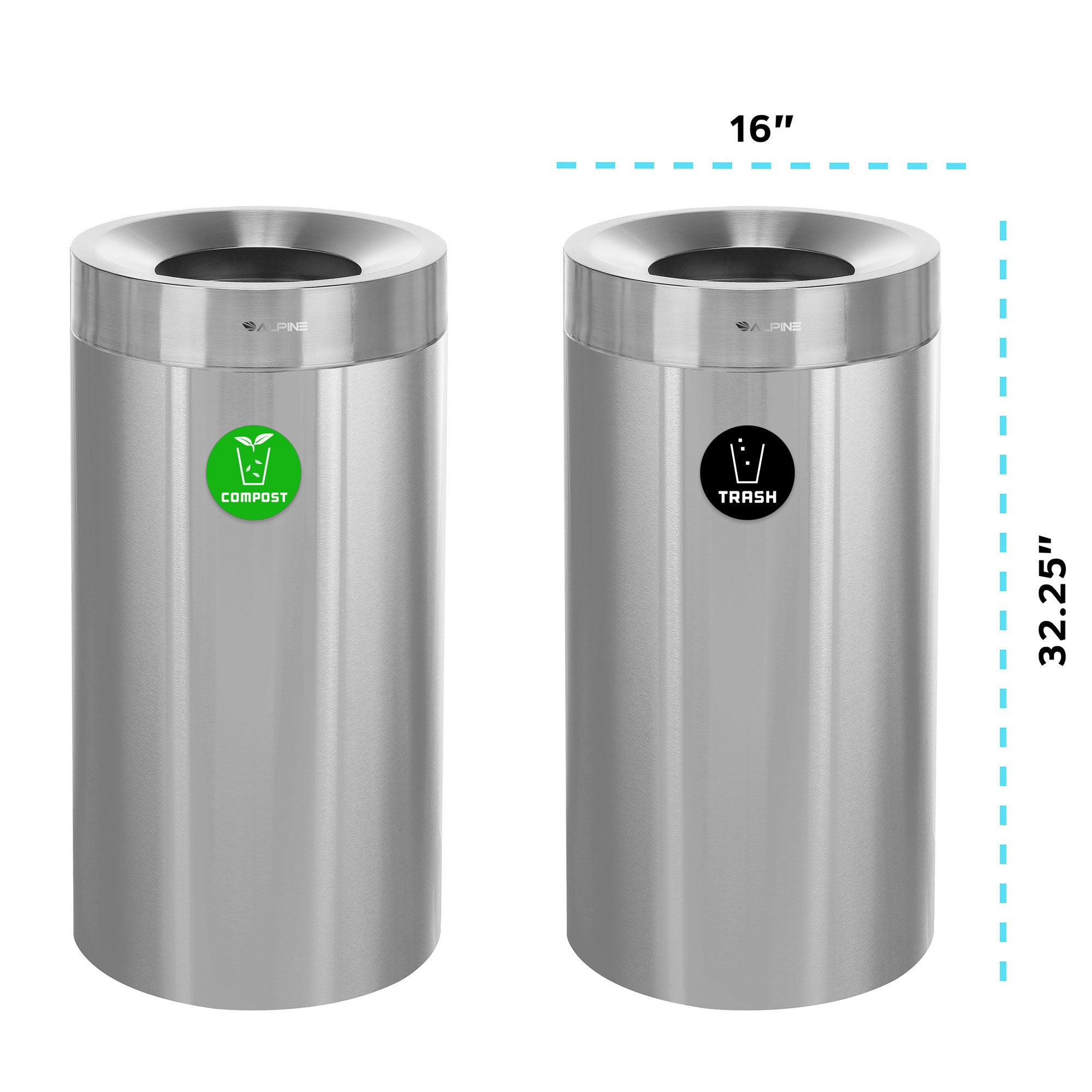 27 Gallon Stainless Steel Compost Bin and Trash Can