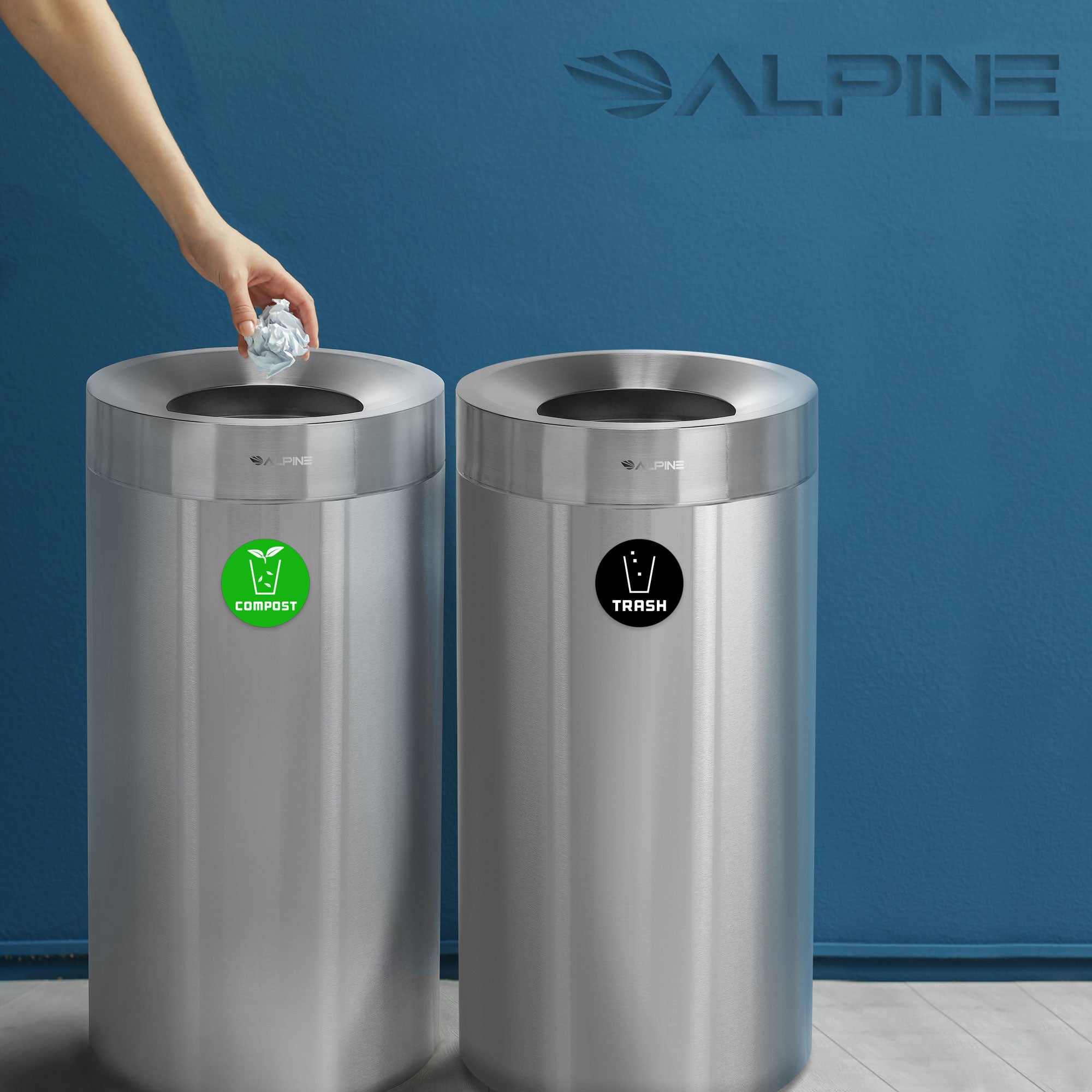 27 Gallon Stainless Steel Compost Bin and Trash Can
