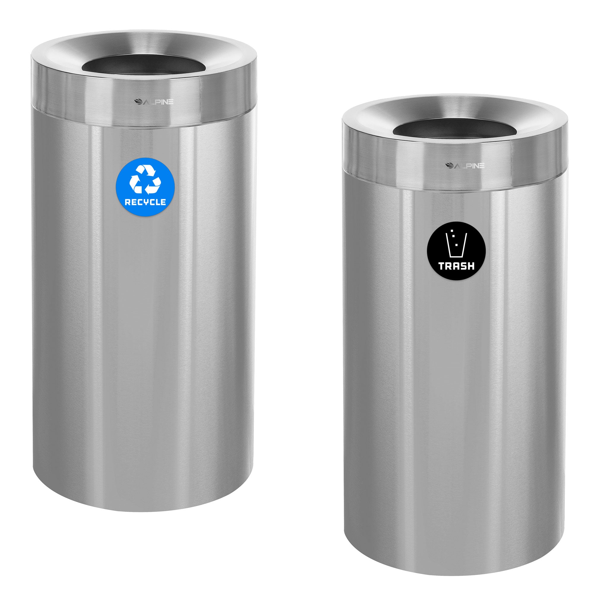 27 Gallon Stainless Steel Recycling Can and Trash Receptacle