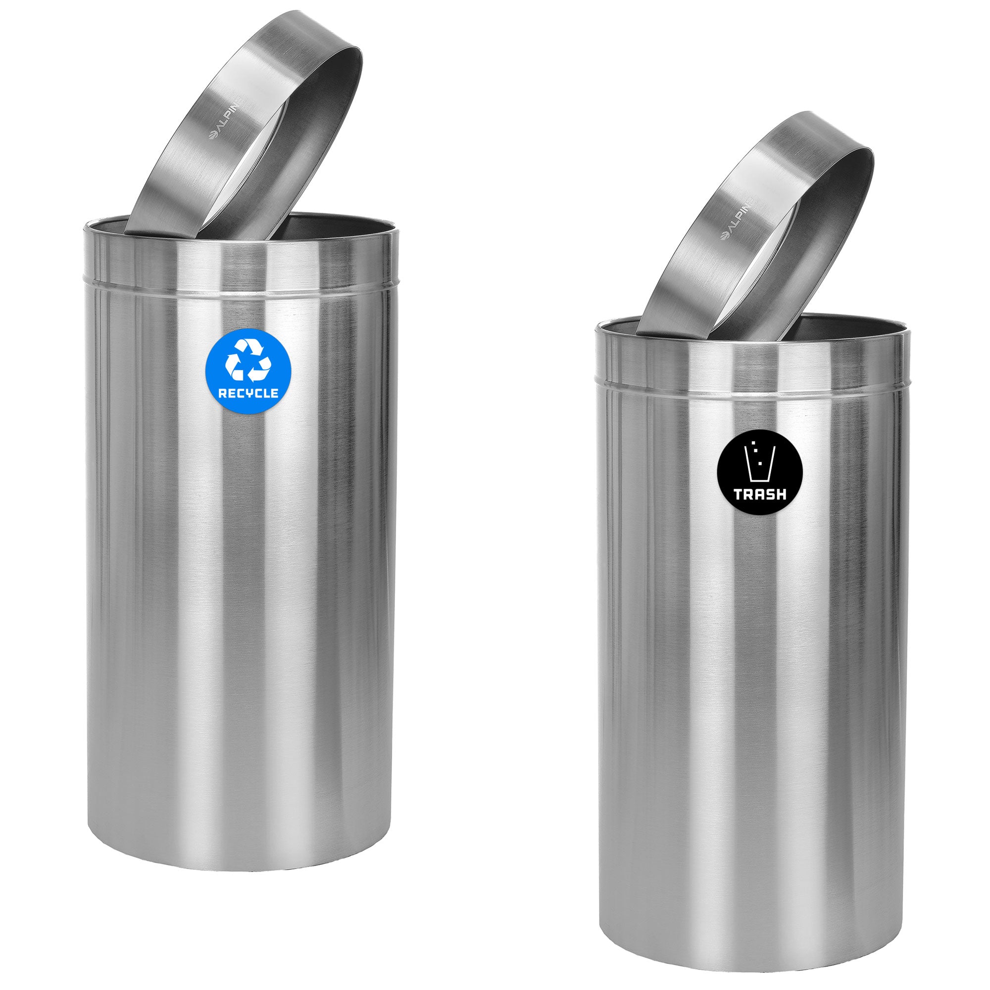 27 Gallon Stainless Steel Recycling Can and Trash Receptacle
