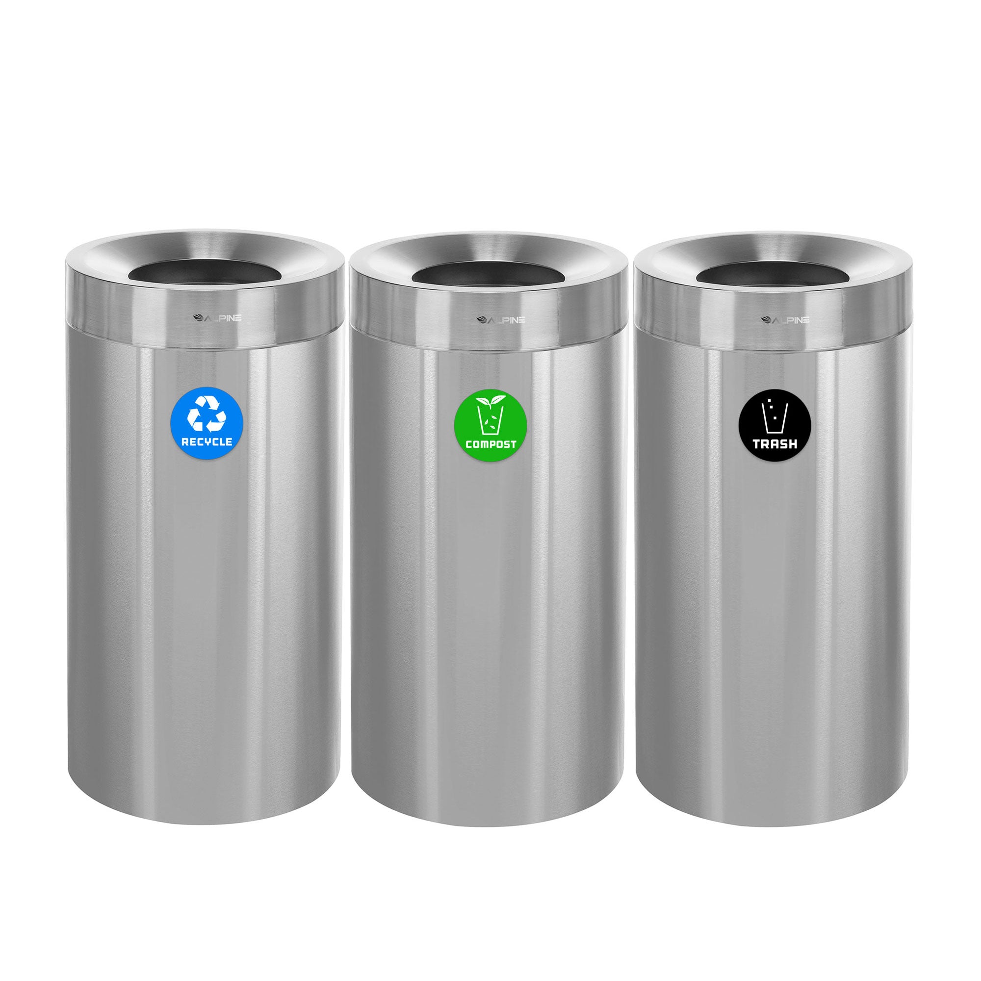 27 Gallon Stainless Steel Compost Bin, Recycling Can, and Trash Receptacle