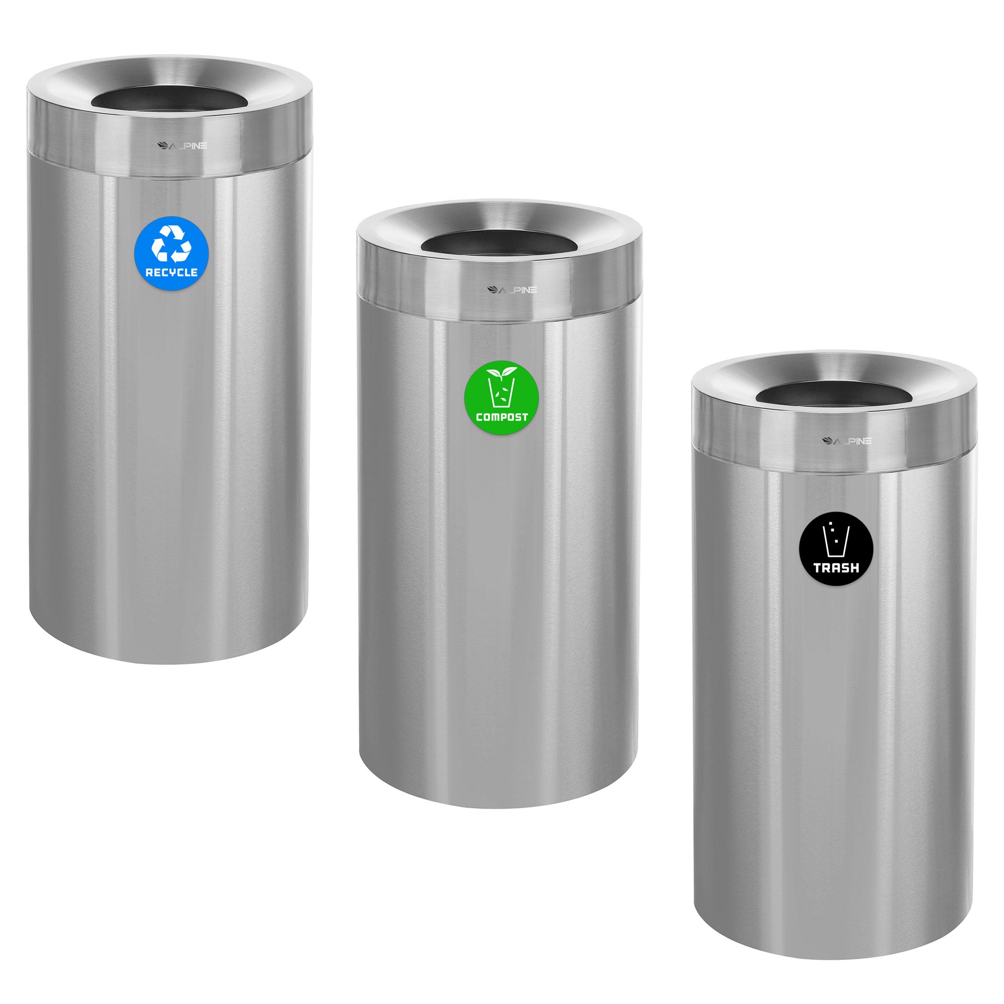 27 Gallon Stainless Steel Compost Bin, Recycling Can, and Trash Receptacle