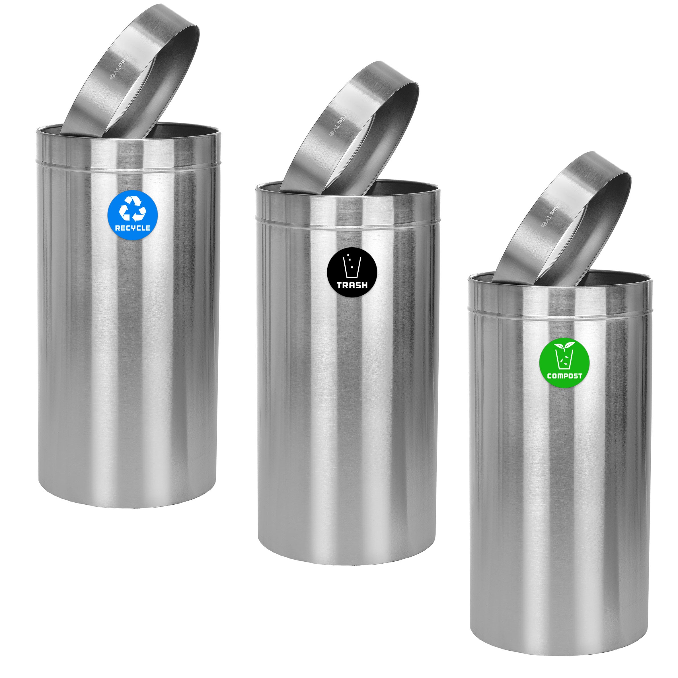 27 Gallon Stainless Steel Compost Bin, Recycling Can, and Trash Receptacle
