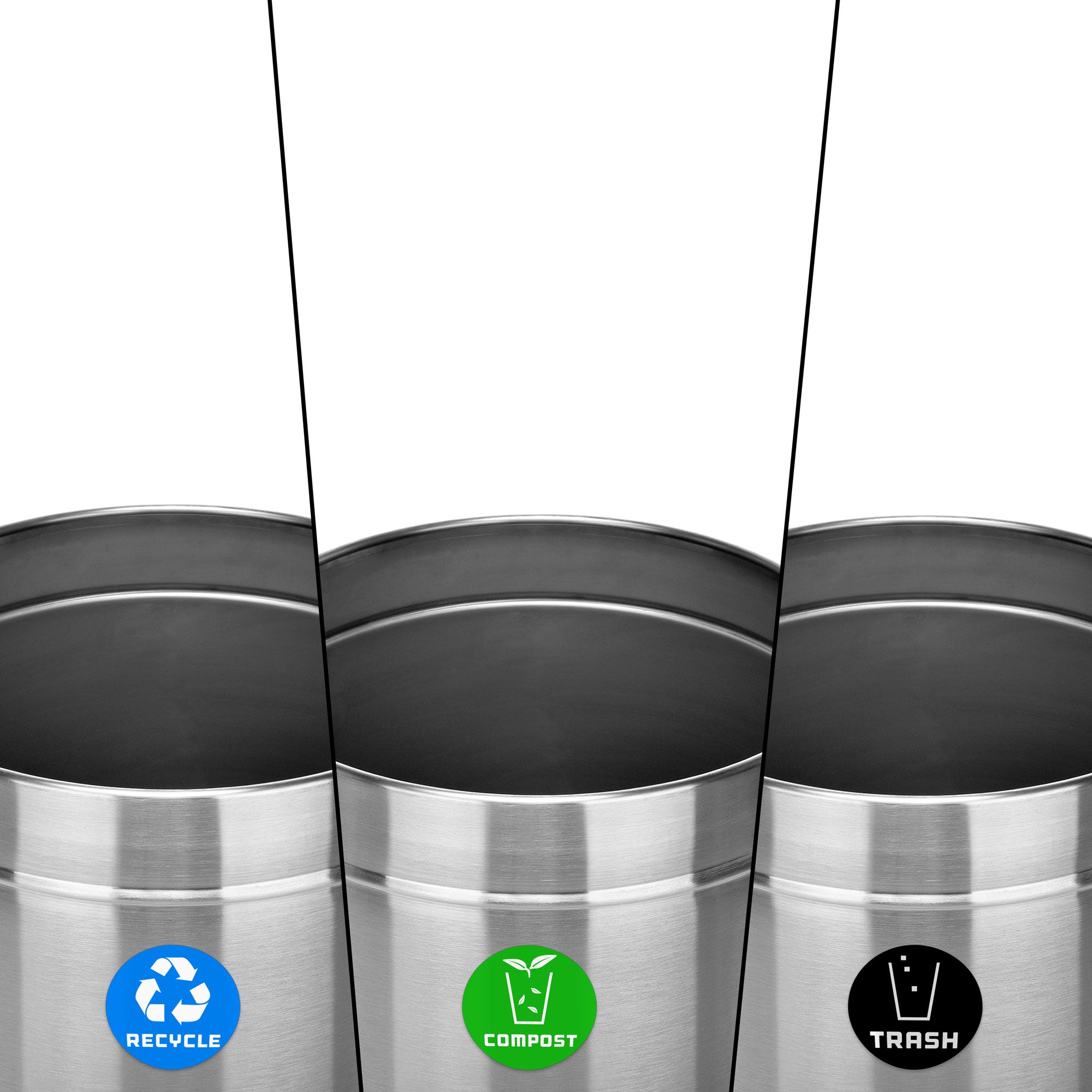 27 Gallon Stainless Steel Compost Bin, Recycling Can, and Trash Receptacle