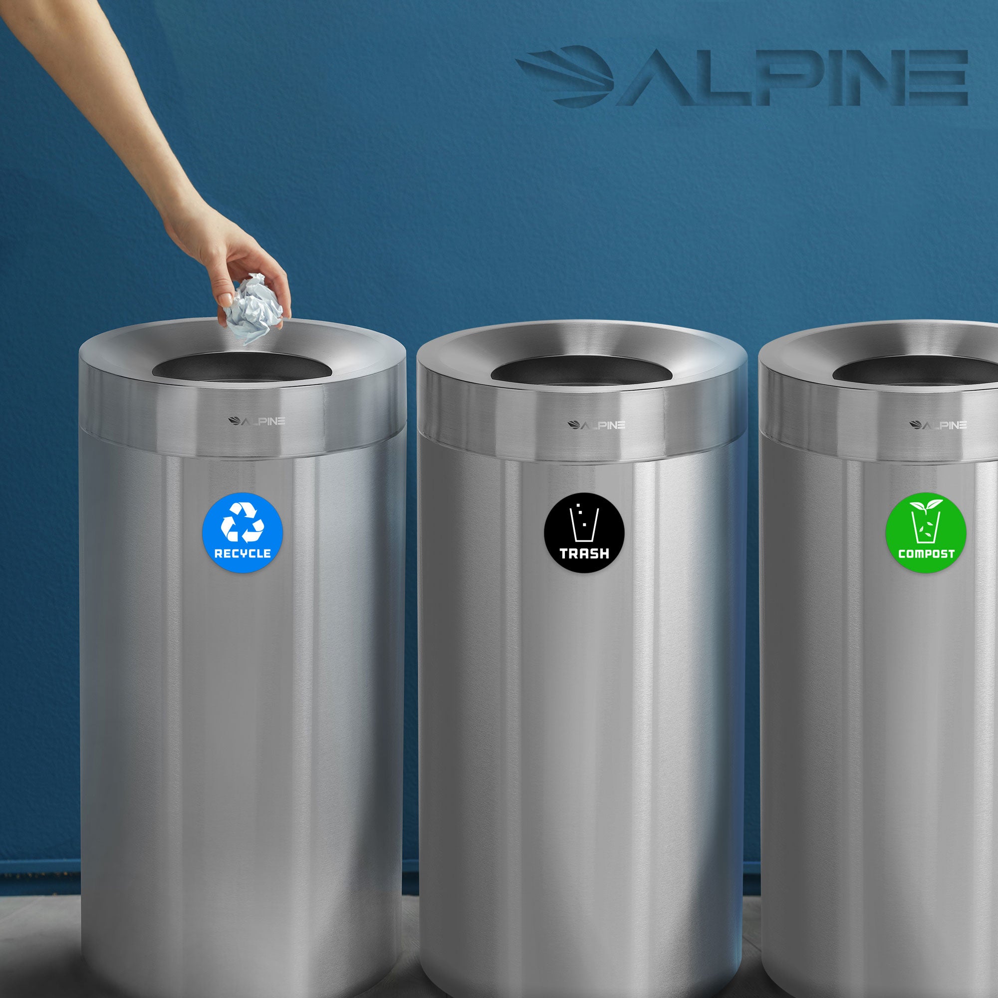 27 Gallon Stainless Steel Compost Bin, Recycling Can, and Trash Receptacle