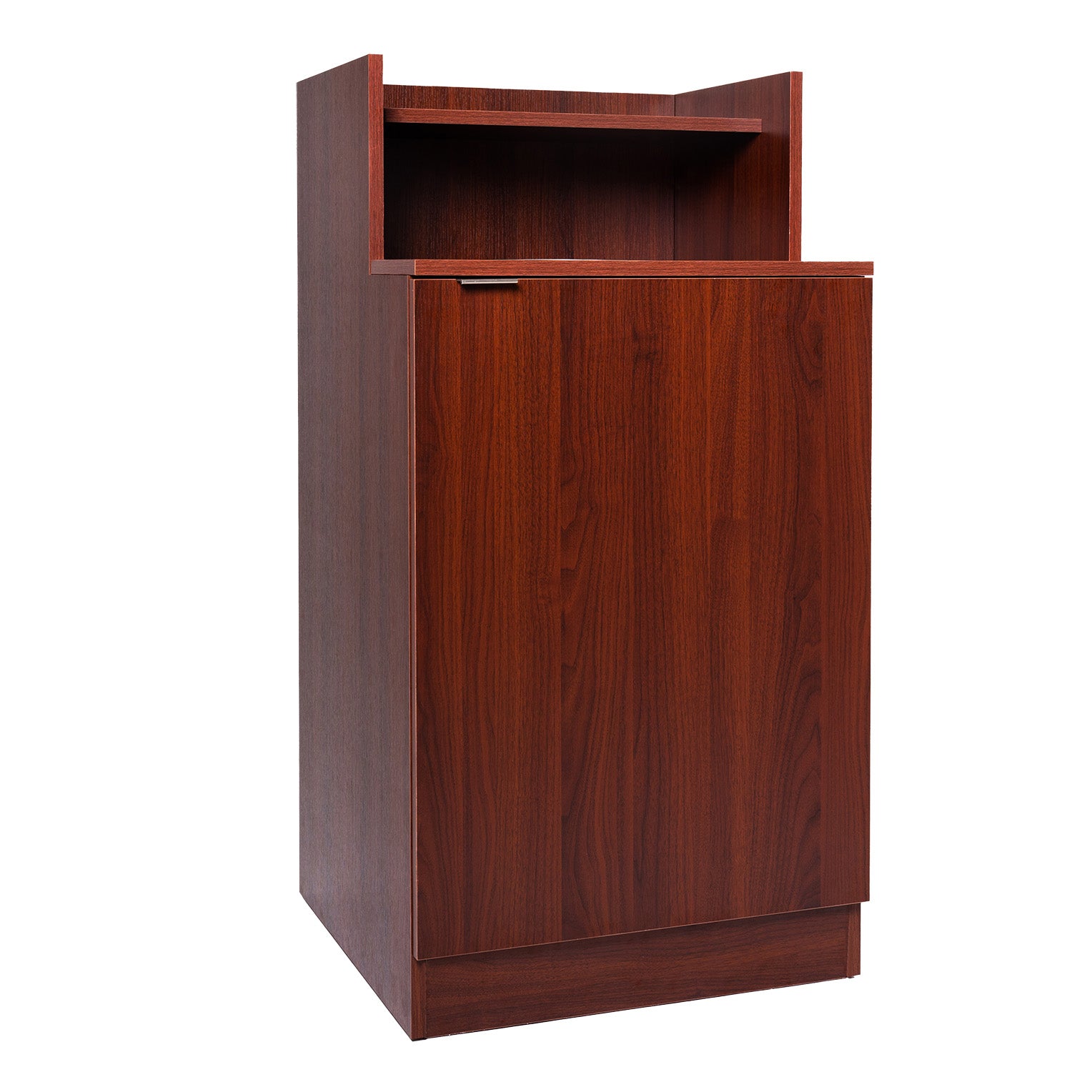 Mahogany Waste Receptacle Enclosure with Drop Hole and Tray Shelf