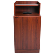 Mahogany Waste Receptacle Enclosure with Drop Hole and Tray Shelf