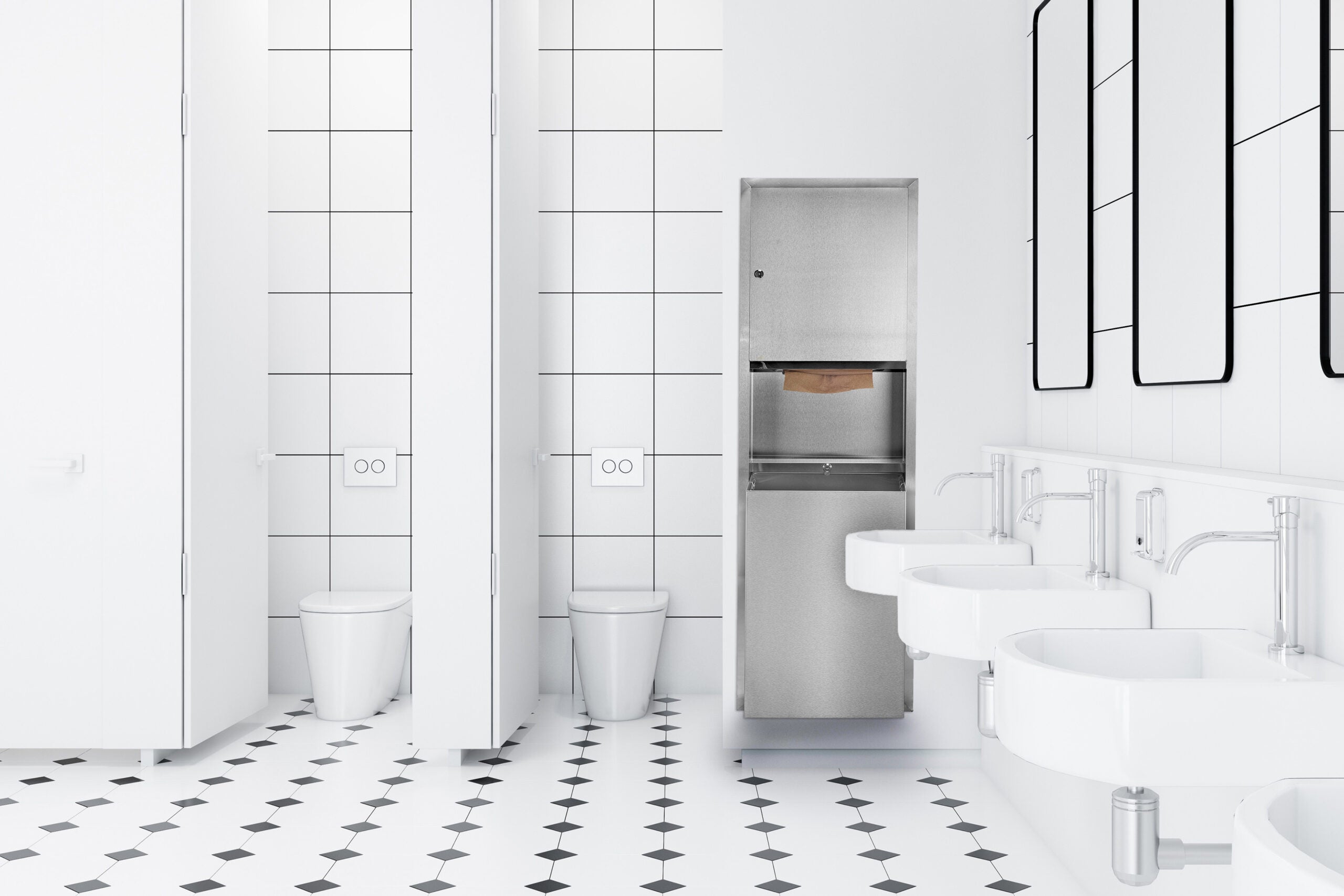 Recessed Paper Towel Dispenser / Waste Receptacle