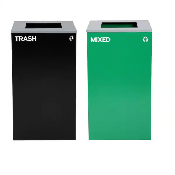 Alpine Industries 58-Gallon 2-Stream Green Mixed Recycling Bin Station