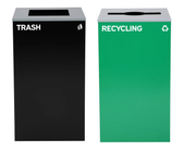Alpine Industries 58-Gallon 2-Stream Black Steel-Green Recycling Bin Station