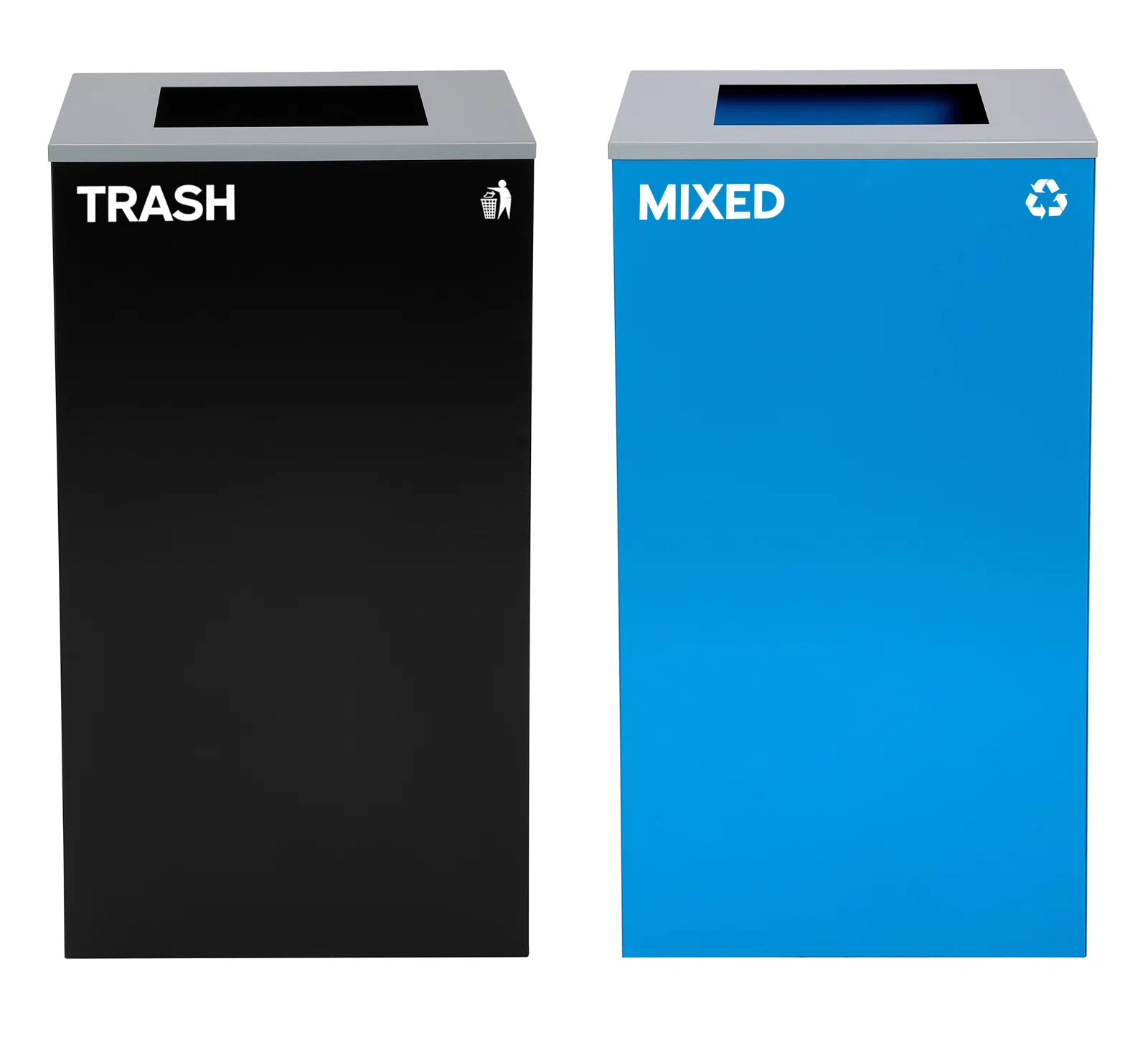 Alpine Industries 58-Gallon 2-Stream Black Steel-Blue Recycling Bin Station
