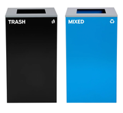 Alpine Industries 58-Gallon 2-Stream Black Steel-Blue Recycling Bin Station