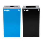 Alpine Industries 58-Gallon 2-Stream Black Steel-Blue Recycling Bin Station