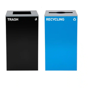 Alpine Industries 58-Gallon 2-Stream Black Steel-Blue Recycling Bin Station