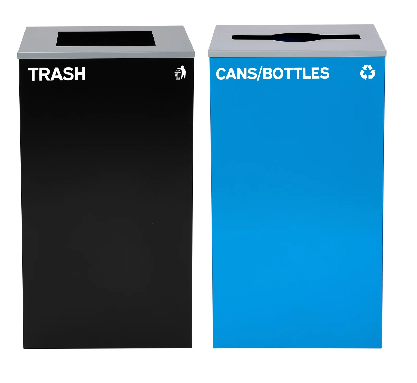 Alpine Industries 58-Gallon 2-Stream Black Steel-Blue Recycling Bin Station