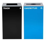 Alpine Industries 58-Gallon 2-Stream Black Steel-Blue Recycling Bin Station