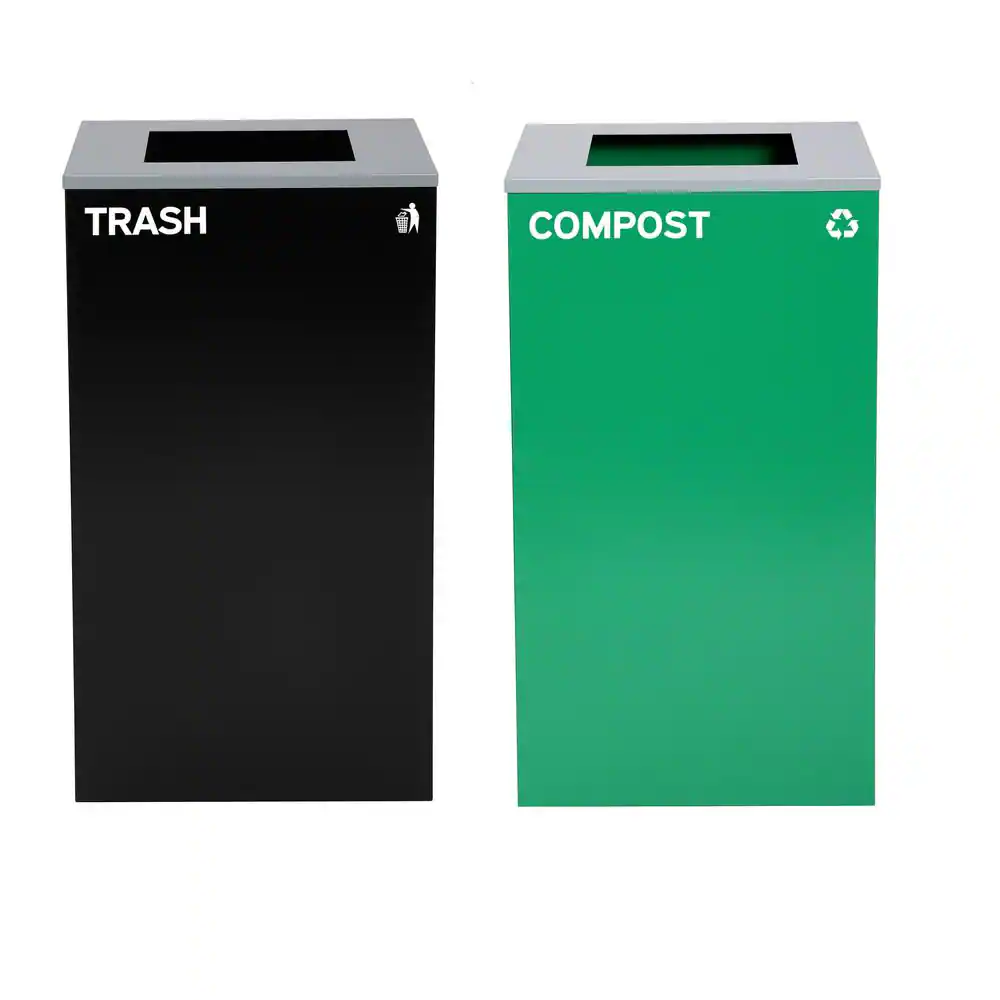 Alpine Industries 58-Gallon 2-Stream Black Steel-Green Compost Bin Station