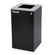 Square Recycling Bin – 29 Gallons - Black Can, Square Opening Lid, for Trash