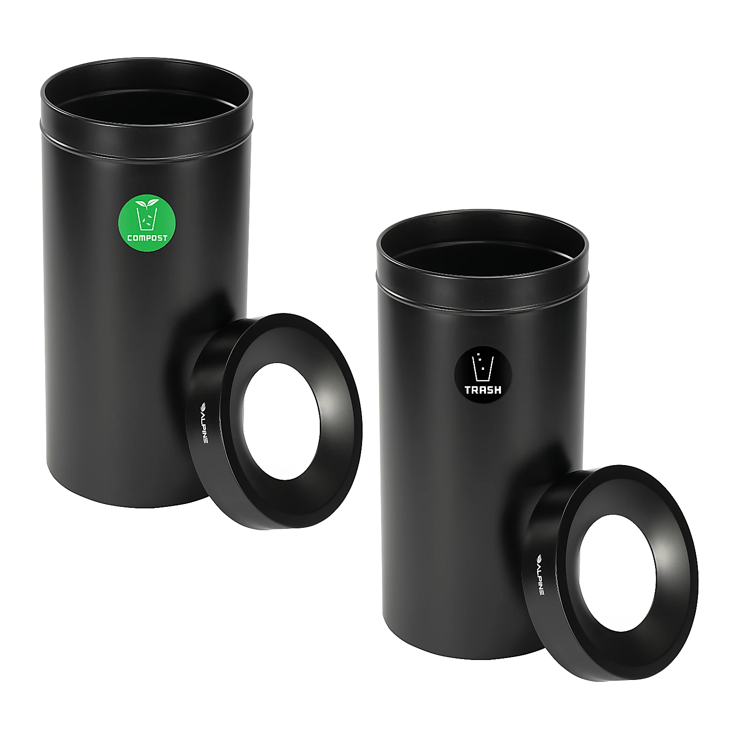 27 Gallon Stainless Steel Compost Bin and Trash Can (Black)