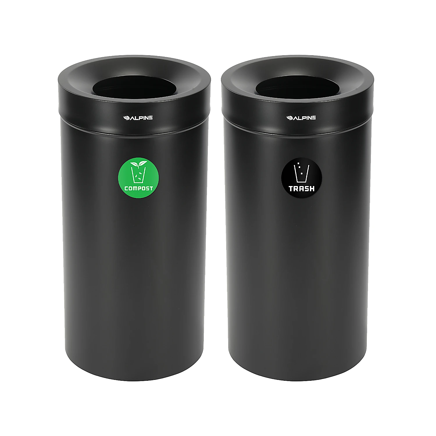 27 Gallon Stainless Steel Compost Bin and Trash Can (Black)
