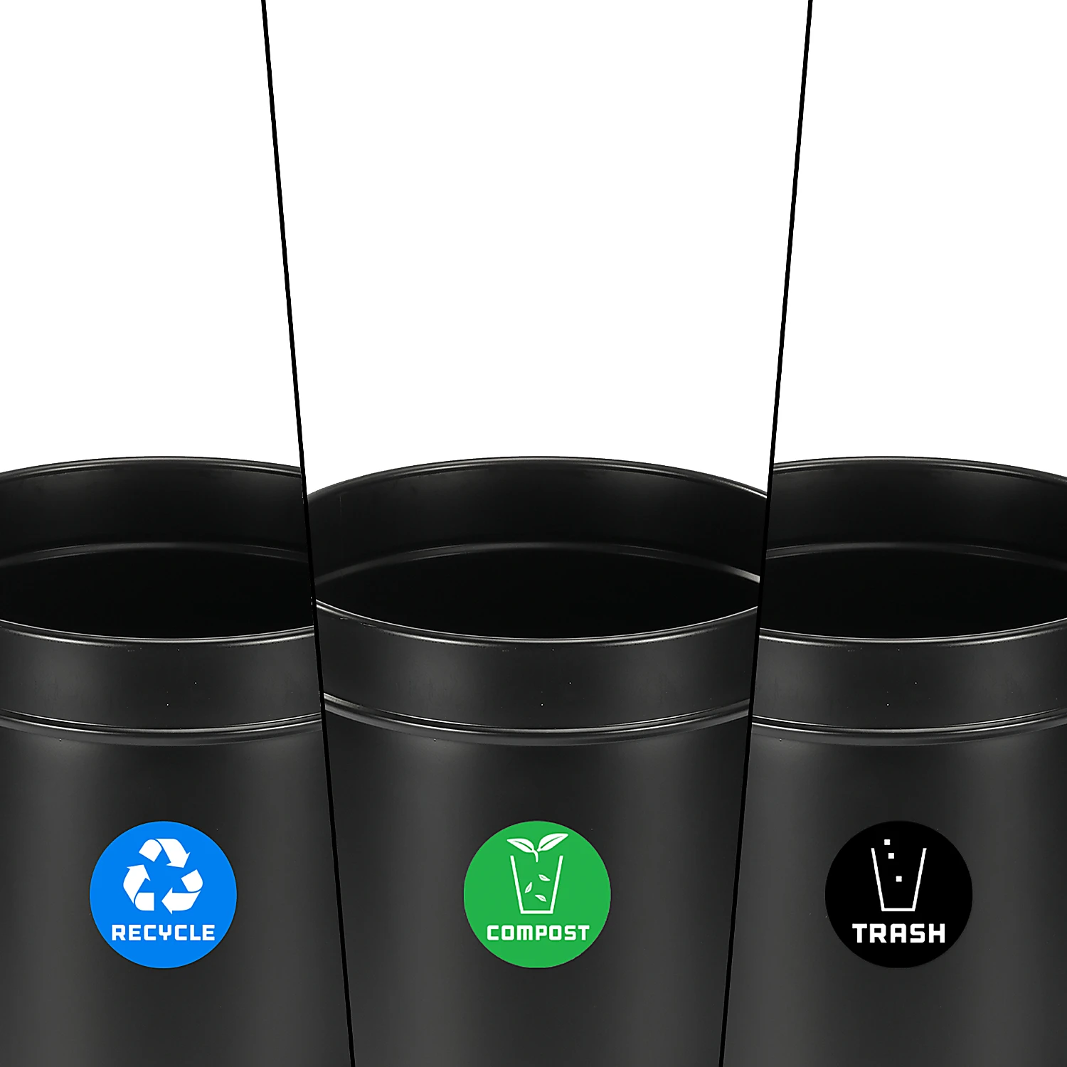 27 Gallon Stainless Steel Compost Bin, Recycling Can, and Trash Receptacle (Black)