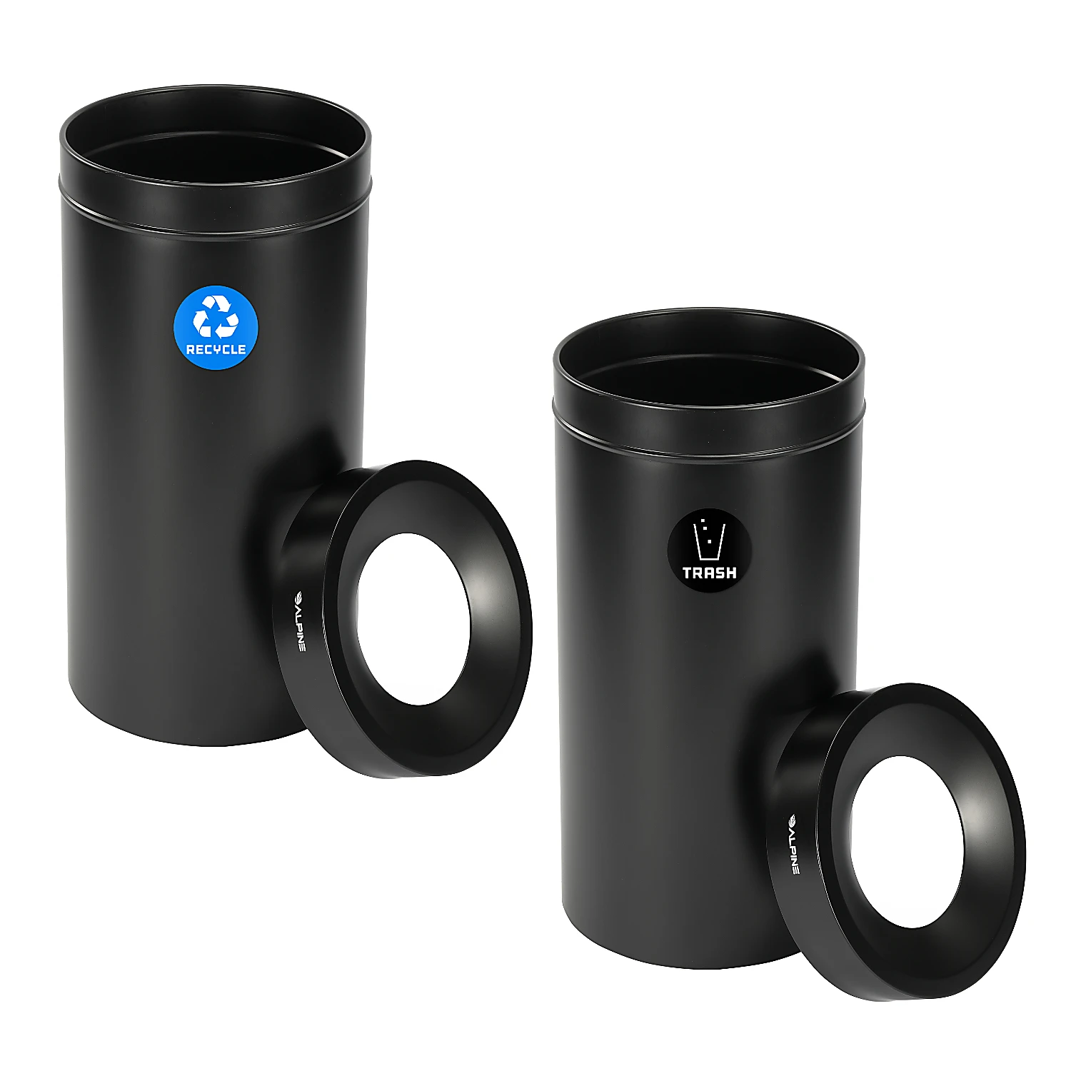 27 Gallon Stainless Steel Recycling Can and Trash Receptacle (Black)