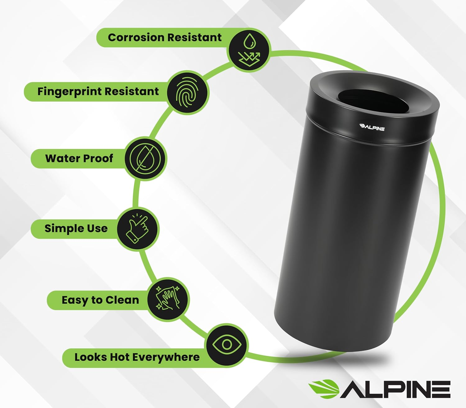 27 Gallon Stainless Steel Recycling Can and Trash Receptacle (Black)