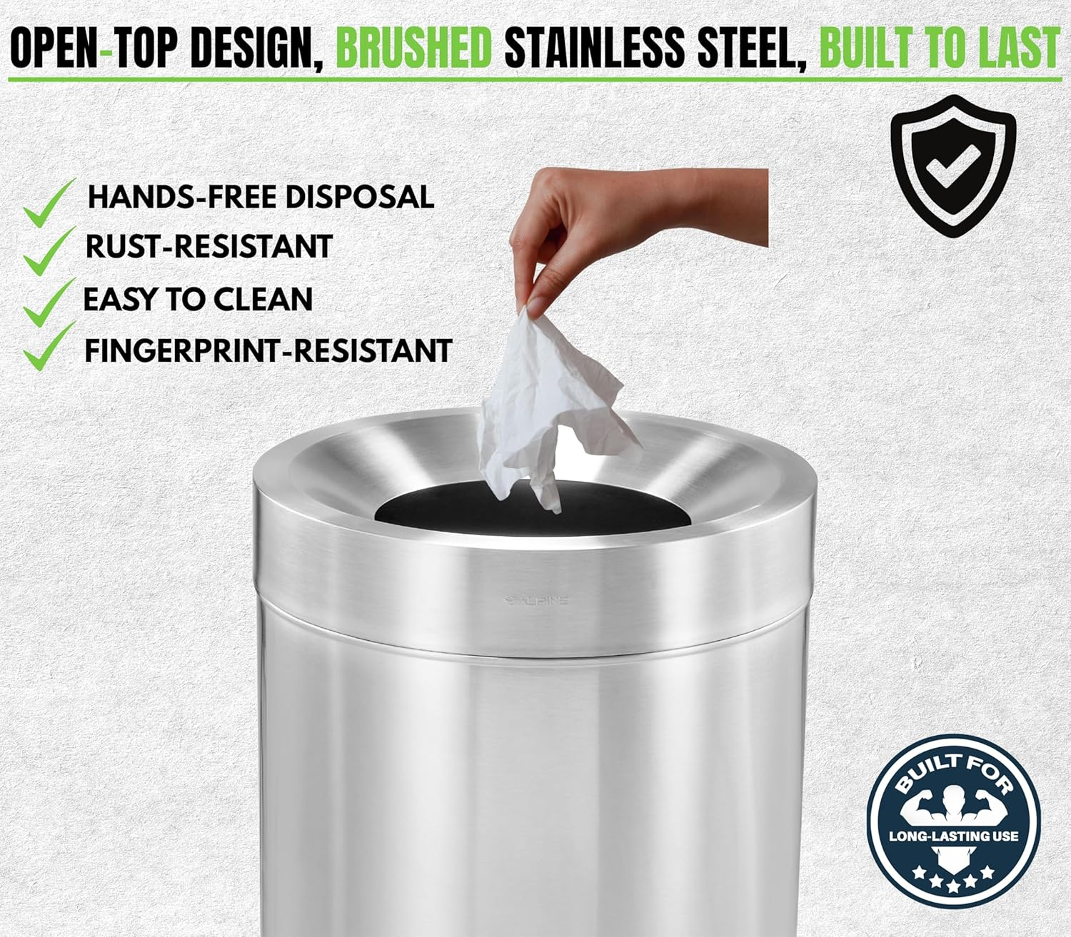 27 Gallon Stainless Steel Compost Bin, Recycling Can, and Trash Receptacle