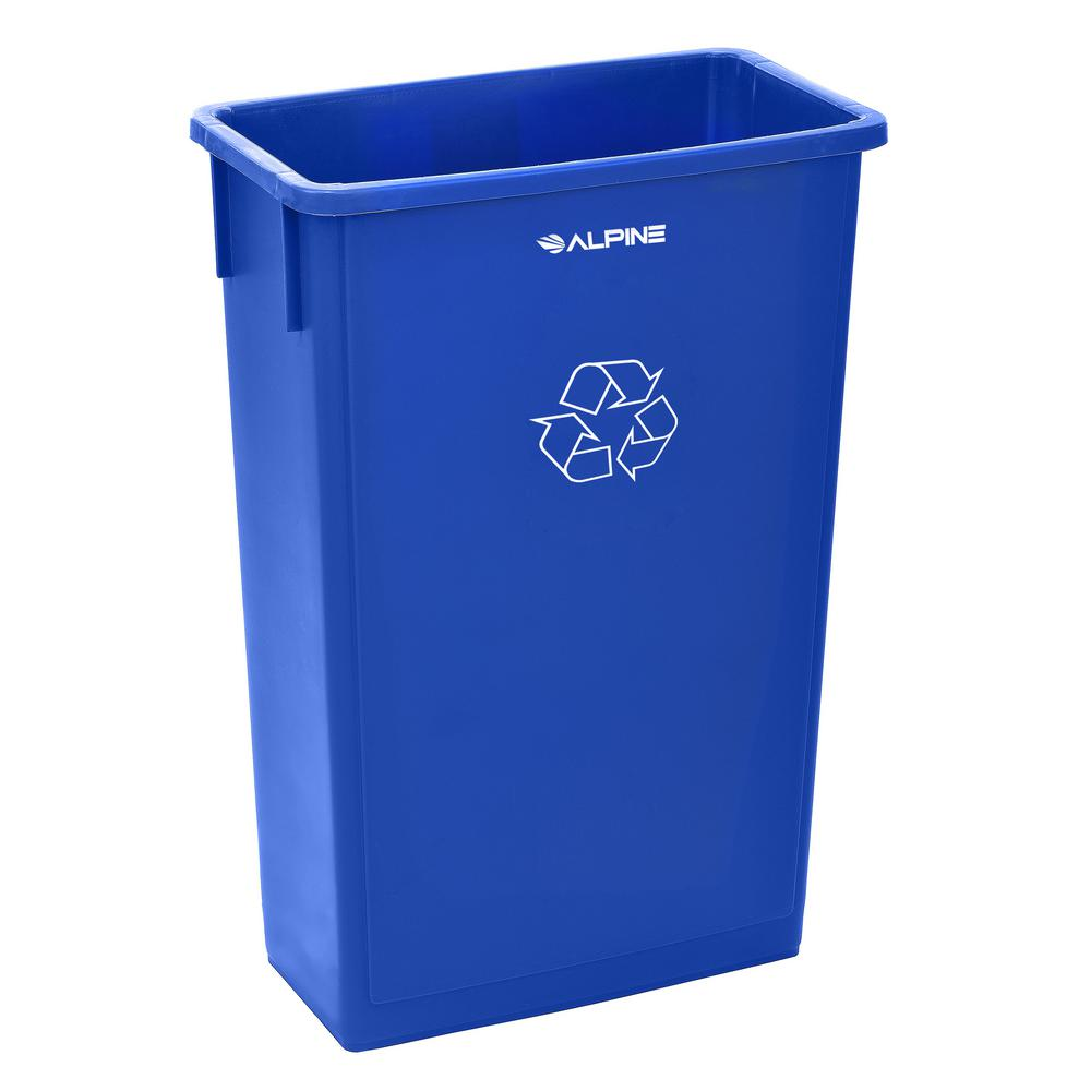 Alpine Industries 23 Gallon Blue Slim Recycle Bin