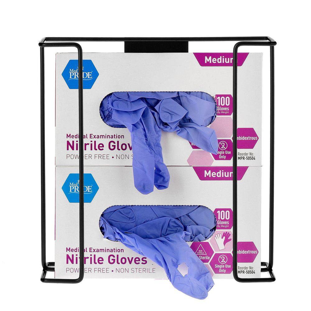 Alpine Industries Double Box Wire Wall Mount Glove Dispenser, Black