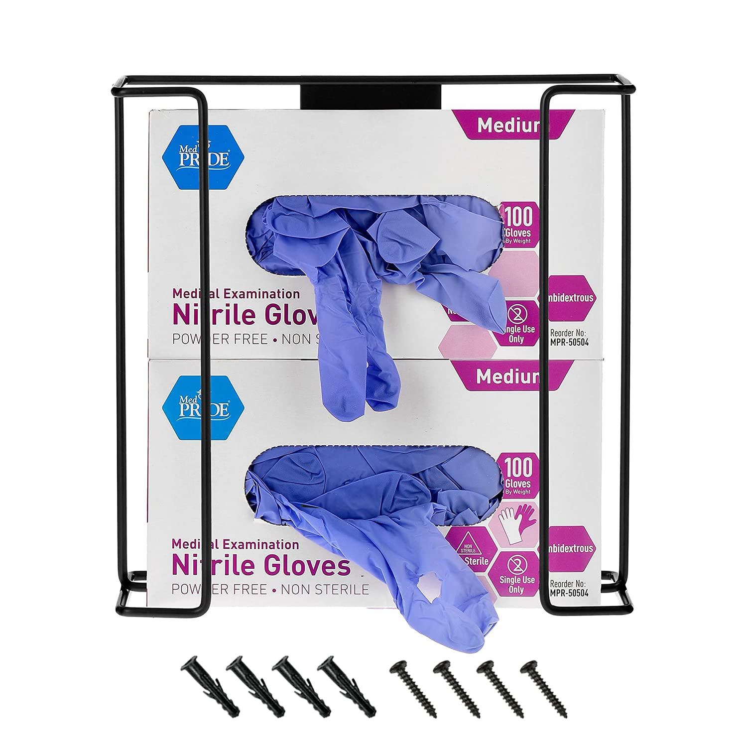 Alpine Industries Double Box Wire Wall Mount Glove Dispenser, Black