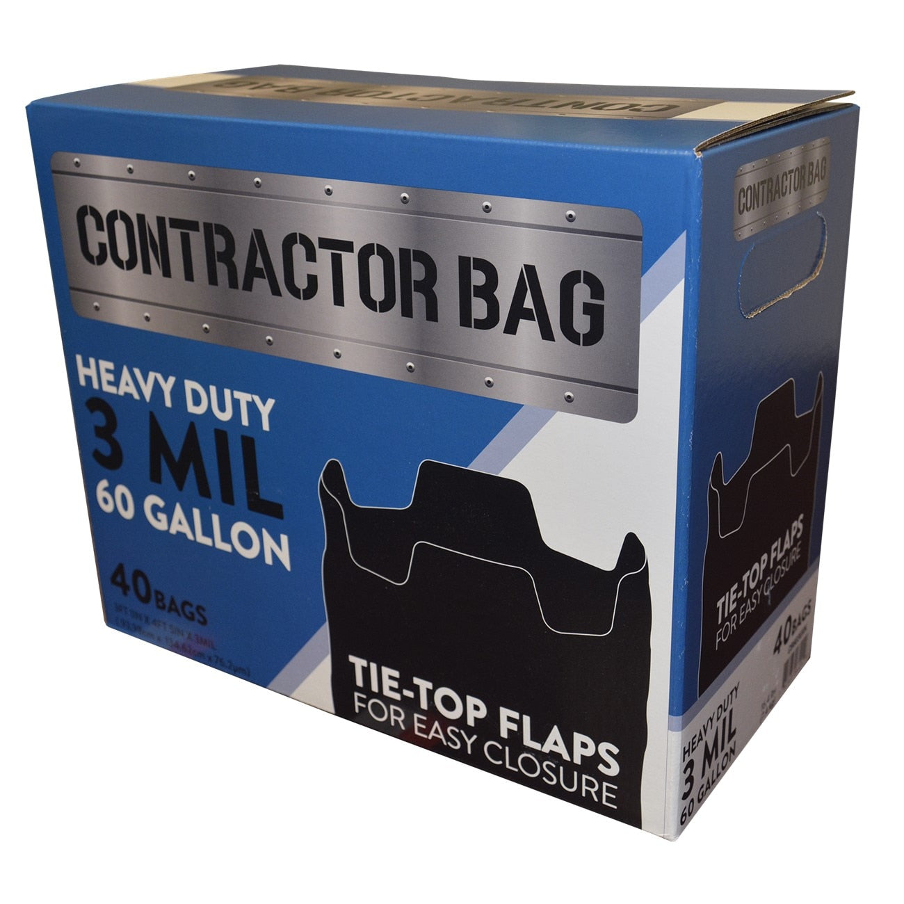 All-Pro Contractor Clean-Up Bags, 60 Gal, Black, 20/Roll