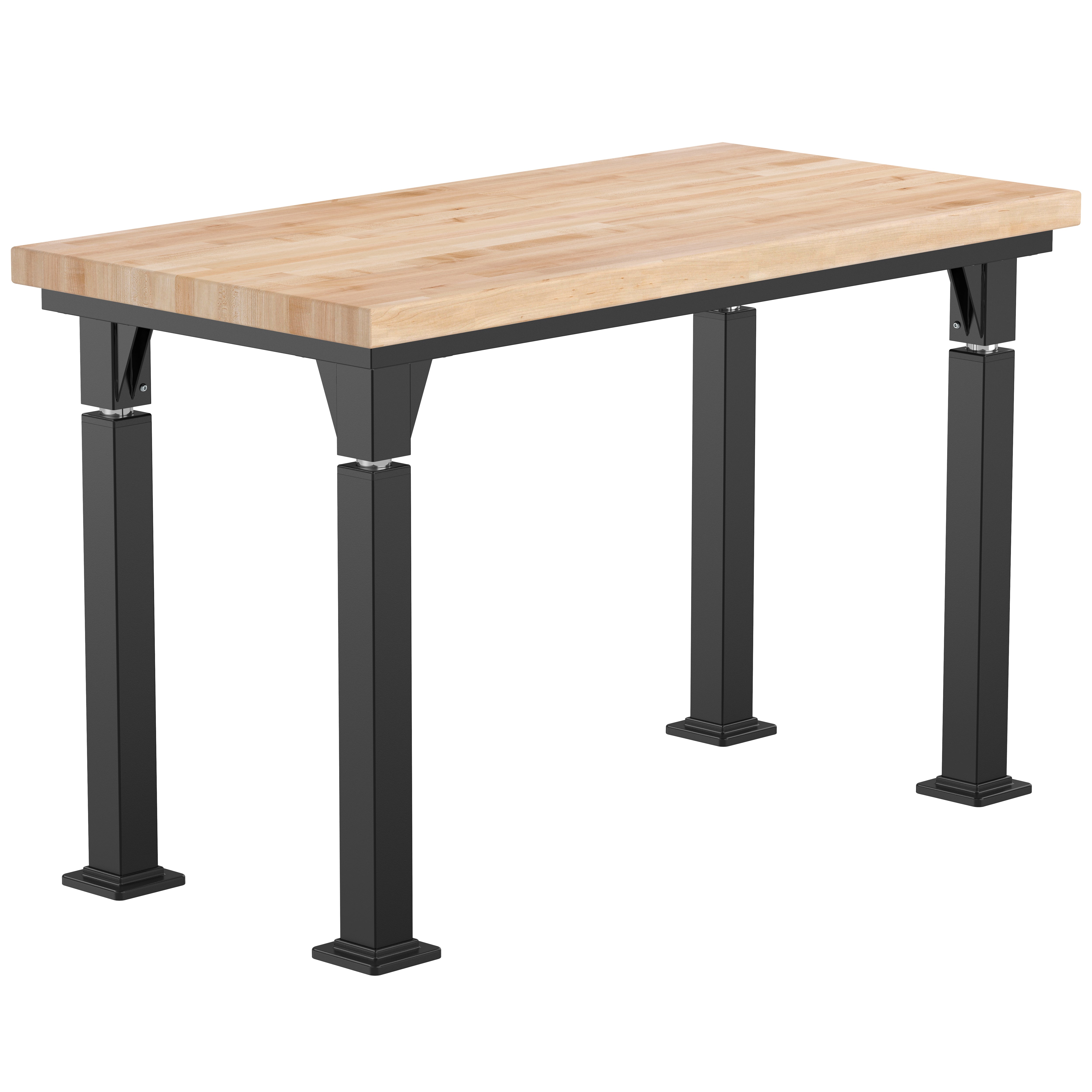 NPS® Aero-Lift Table, Signature Frame, 24" x 48", Butcherblock Top, Surface Color: Maple, Frame Color: Black