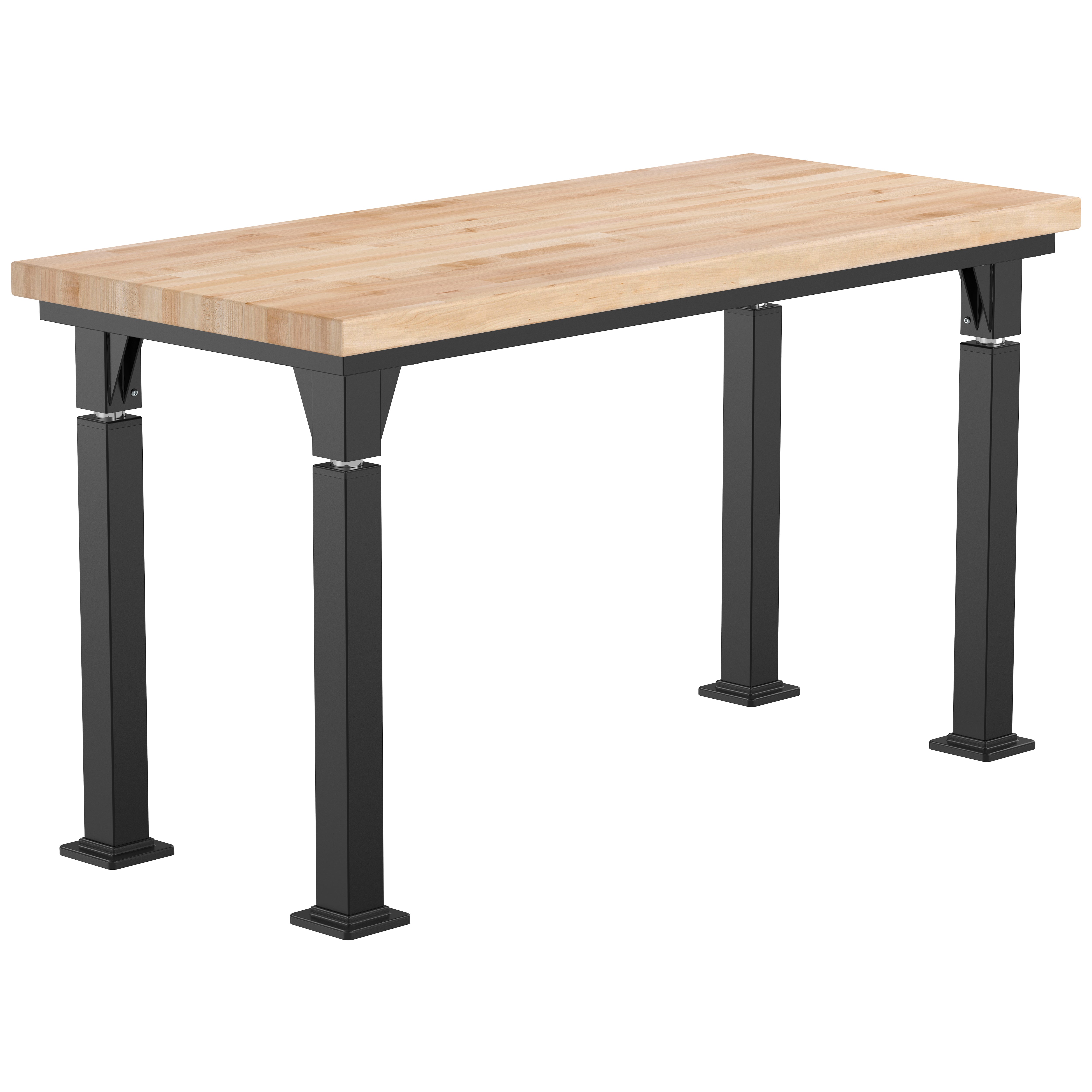 NPS® Aero-Lift Table, Signature Frame, 24" x 54", Butcherblock Top, Surface Color: Maple, Frame Color: Black