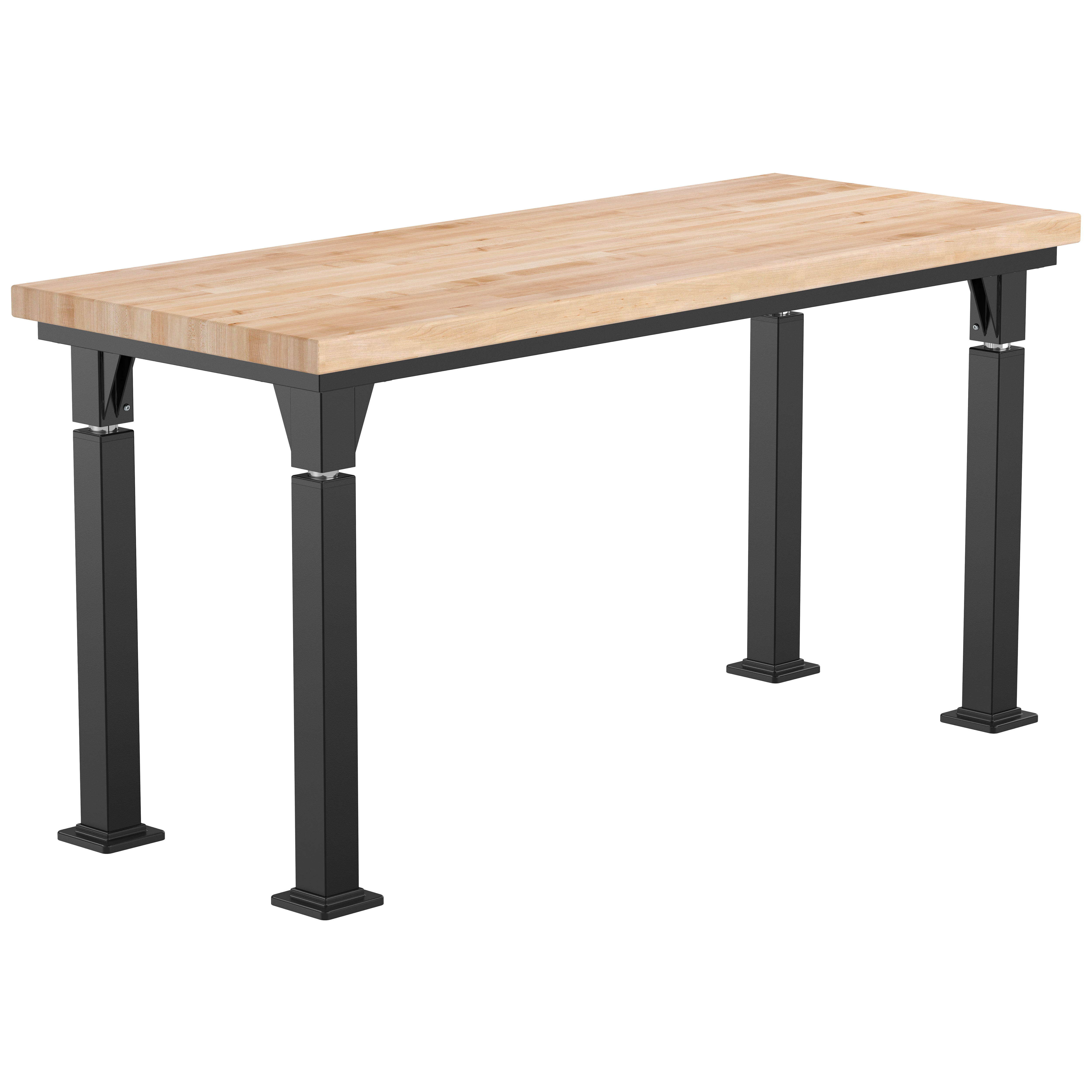 NPS® Aero-Lift Table, Signature Frame, 24" x 60", Butcherblock Top, Surface Color: Maple, Frame Color: Black