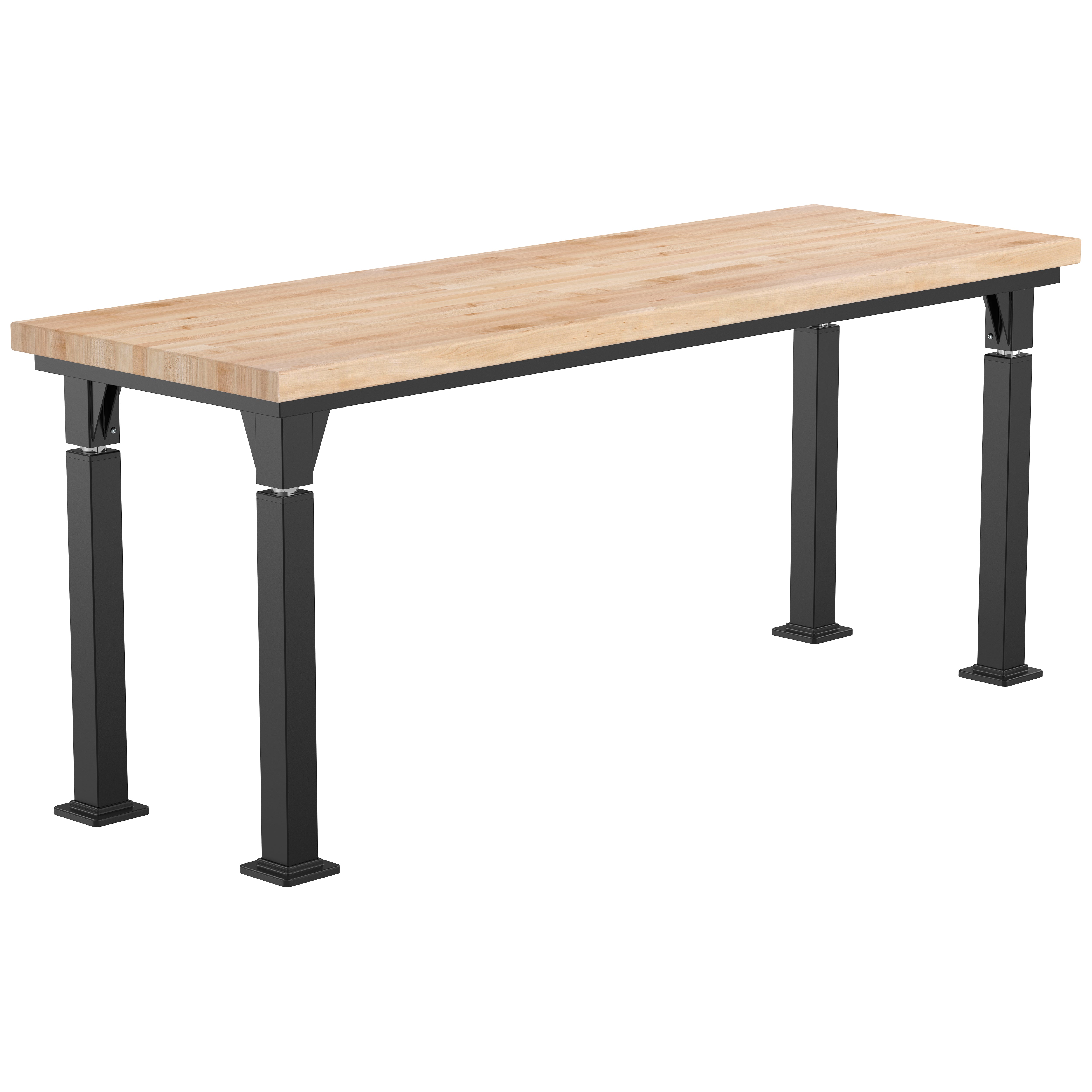 NPS® Aero-Lift Table, Signature Frame, 24" x 72", Butcherblock Top, Surface Color: Maple, Frame Color: Black