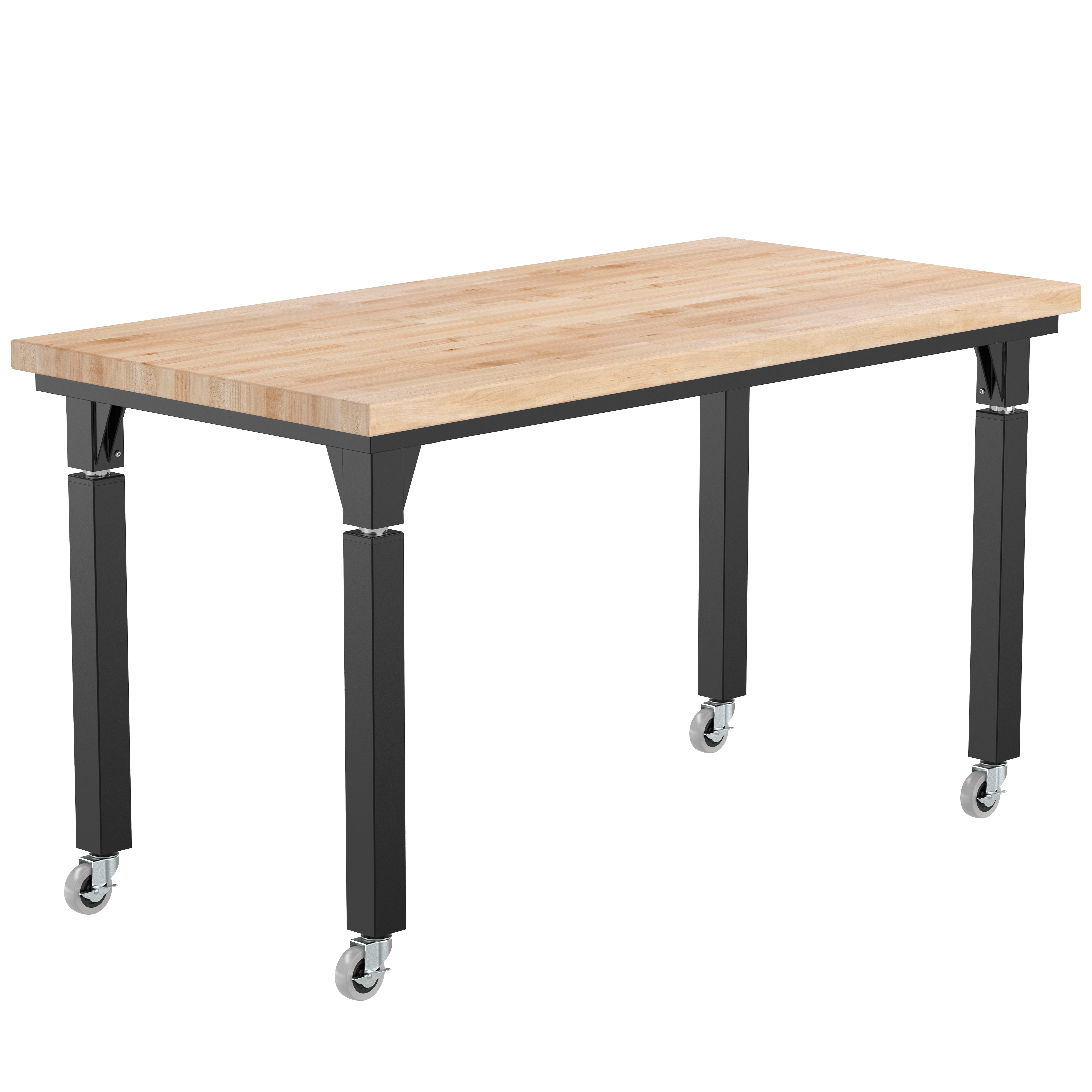 NPS® Aero-Lift Table, Signature Frame, 24" x 72", Butcherblock Top, Surface Color: Maple, Frame Color: Black