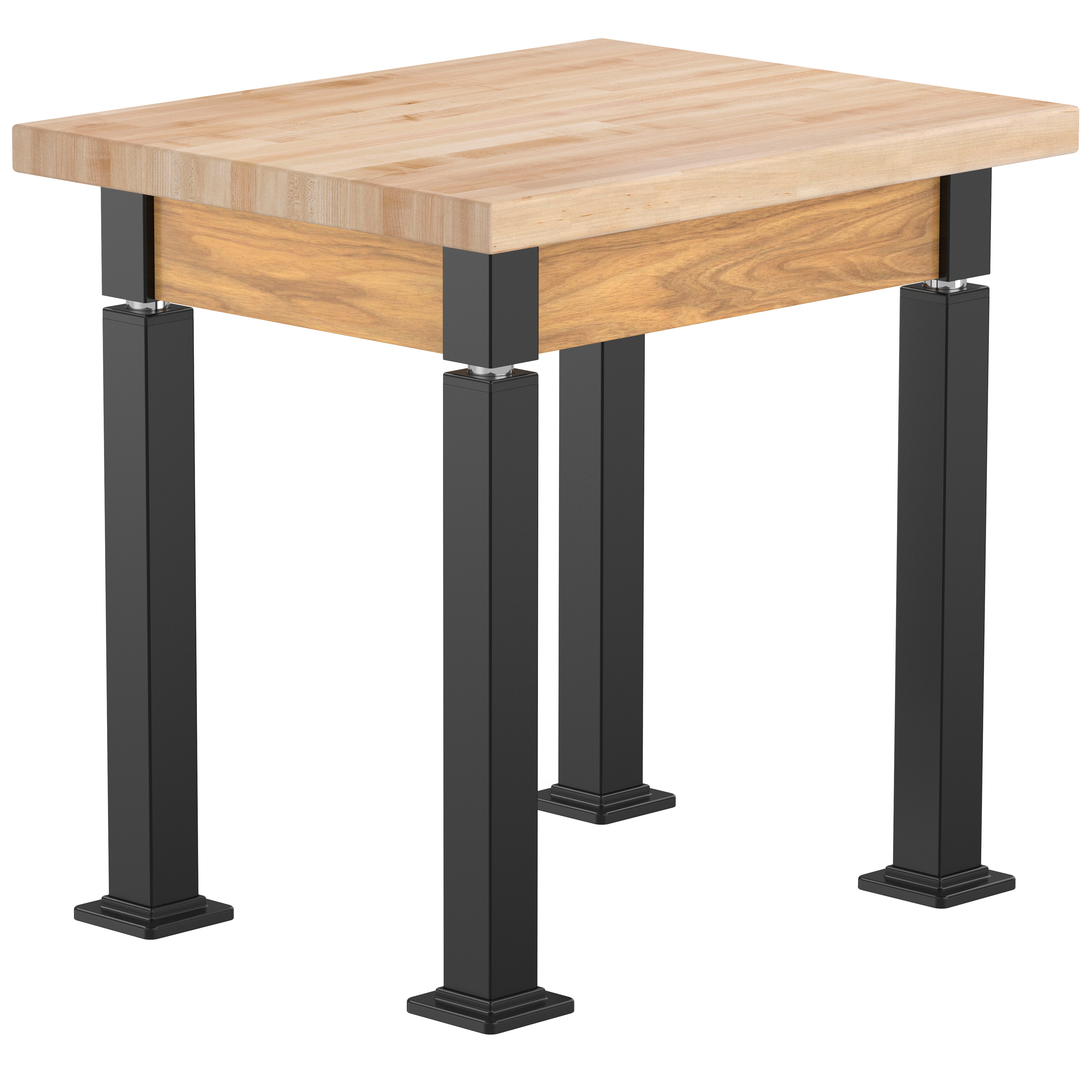 NPS® Aero-Lift Table, Wood Frame, 24" x 30", Butcherblock Top, Surface Color: Maple, Frame Color: Black (Optional Book Compartment Add On)