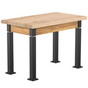 NPS® Aero-Lift Table, Wood Frame, 24" x 42", Butcherblock Top, Surface Color: Maple, Frame Color: Black (Optional Book Compartment Add On)