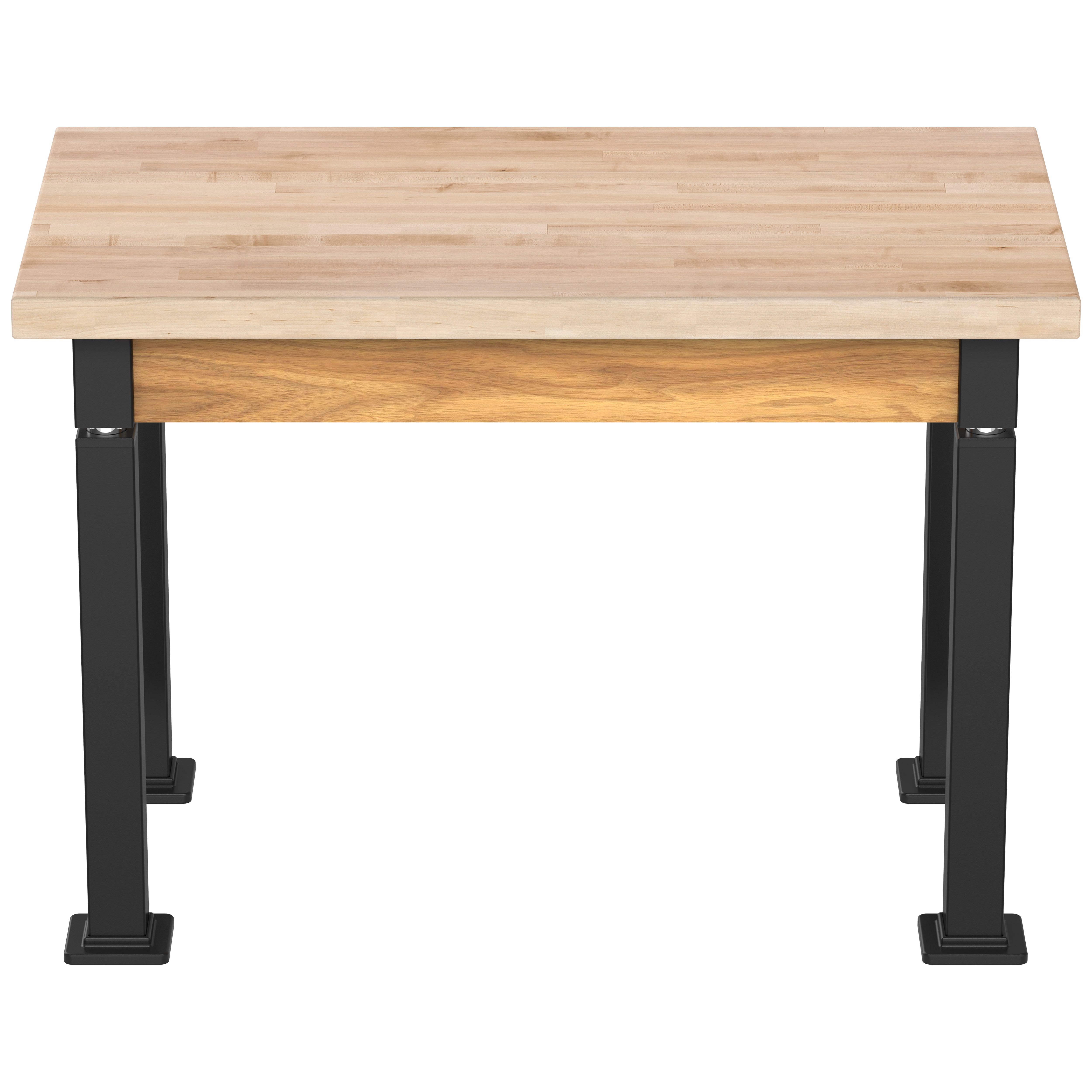 NPS® Aero-Lift Table, Wood Frame, 24" x 42", Butcherblock Top, Surface Color: Maple, Frame Color: Black (Optional Book Compartment Add On)