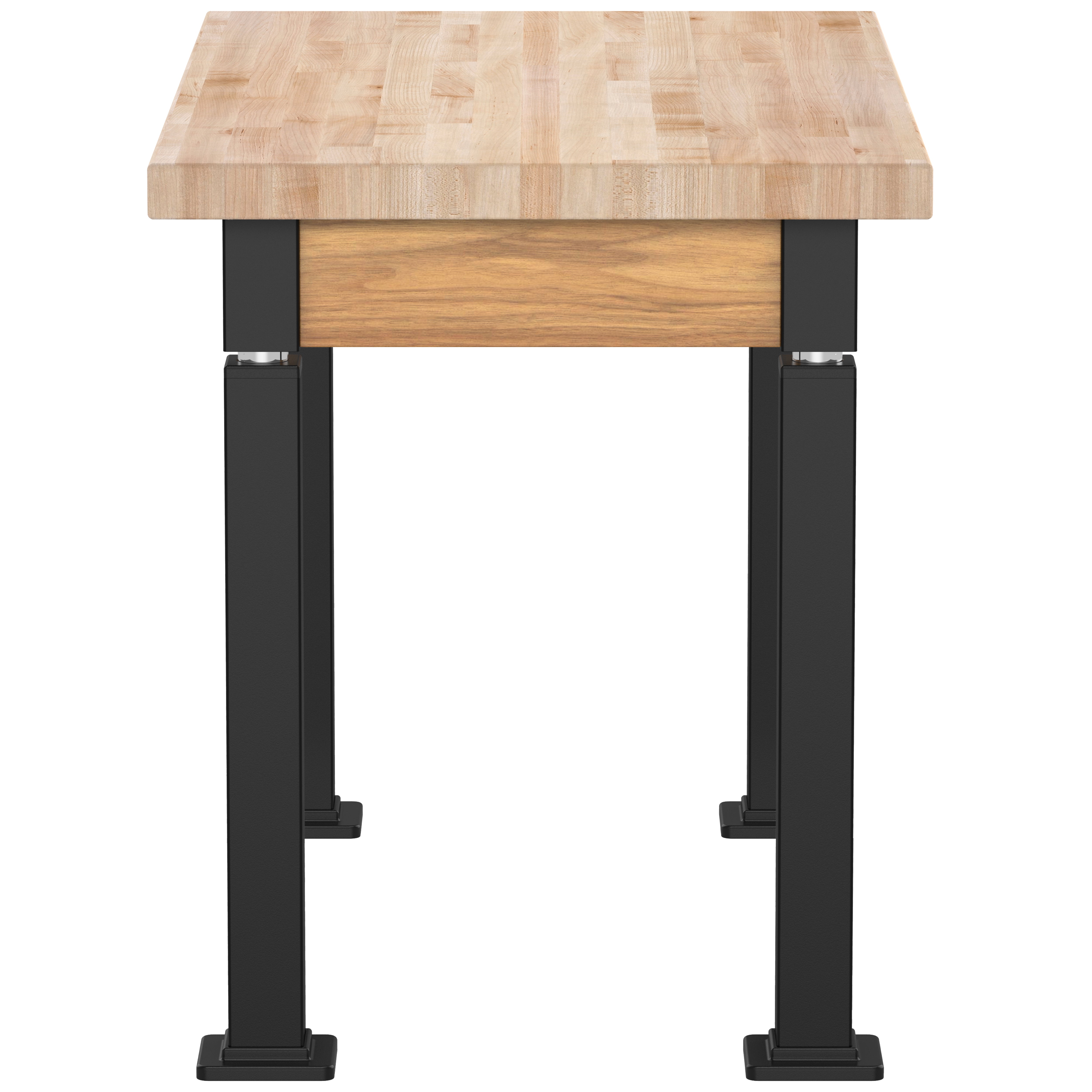 NPS® Aero-Lift Table, Wood Frame, 24" x 42", Butcherblock Top, Surface Color: Maple, Frame Color: Black (Optional Book Compartment Add On)