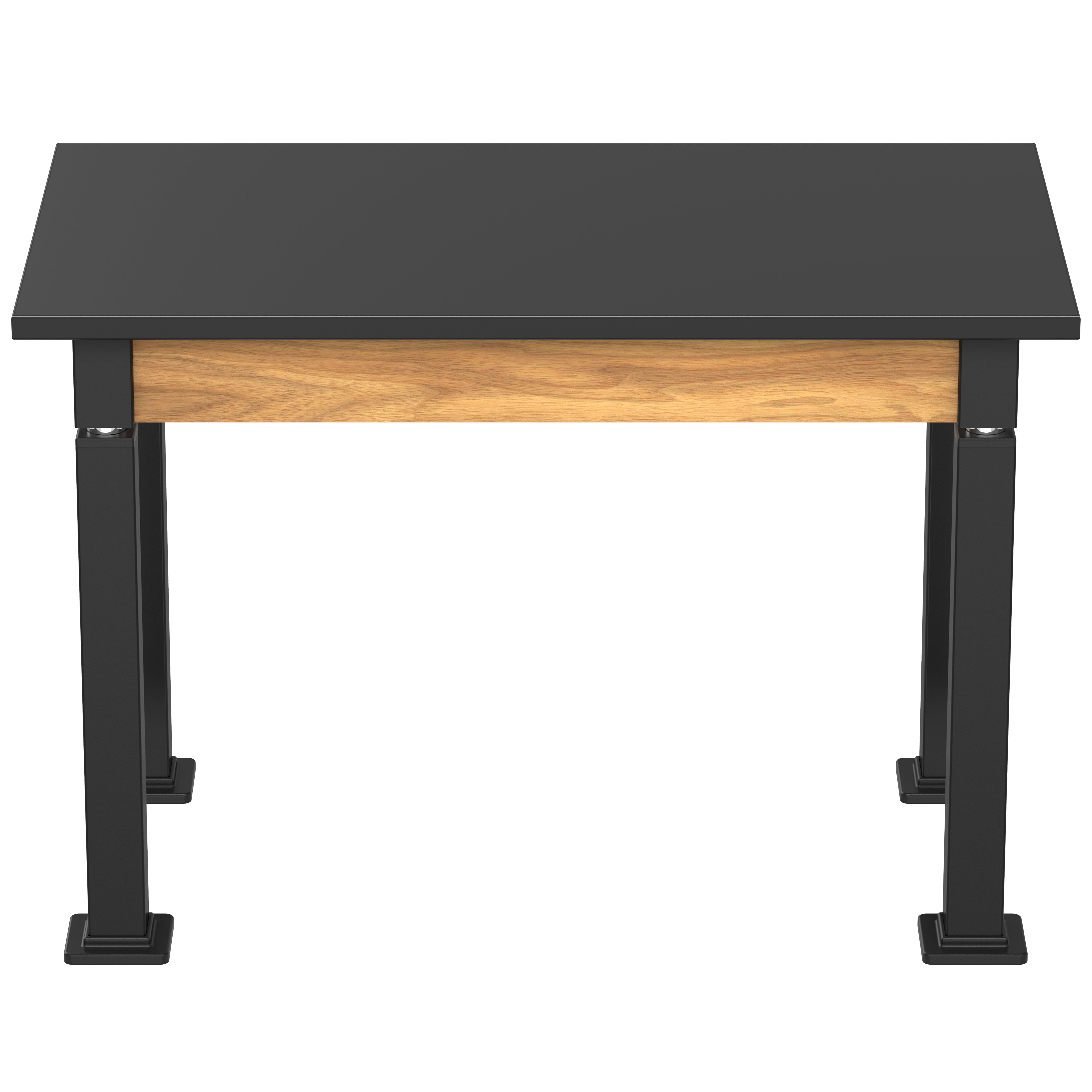 NPS® Aero-Lift Table, Wood Frame, 24" x 42", Chemical Resistant Top, Surface Color: Black, Frame Color: Black (Optional Book Compartment Add On)
