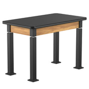 NPS® Aero-Lift Table, Wood Frame, 24" x 42", Science HPL Top, Surface Color: Black, Frame Color: Black (Optional Book Compartment Add On)