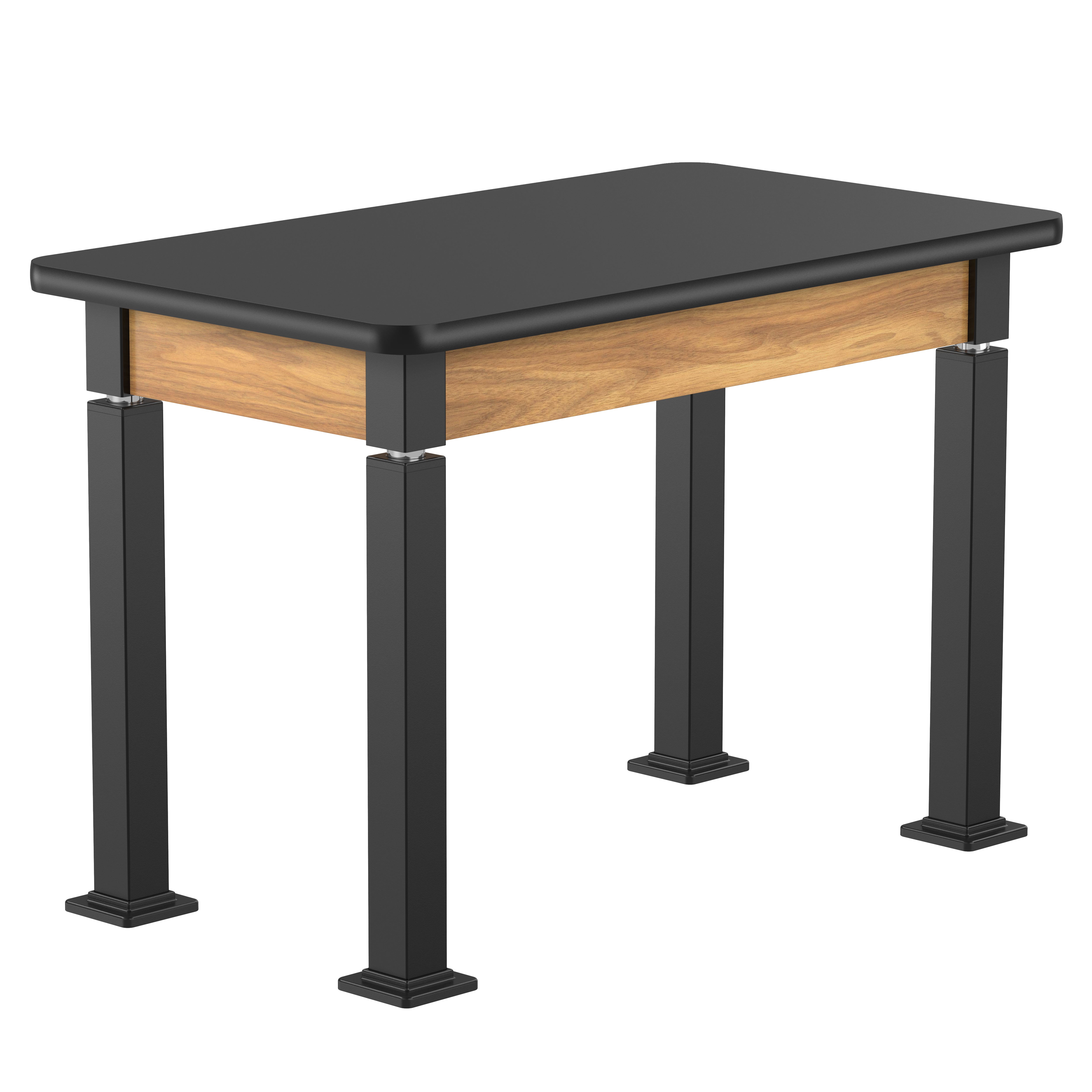 NPS® Aero-Lift Table, Wood Frame, 24" x 42", Science HPL Top, Surface Color: Black, Frame Color: Black (Optional Book Compartment Add On)