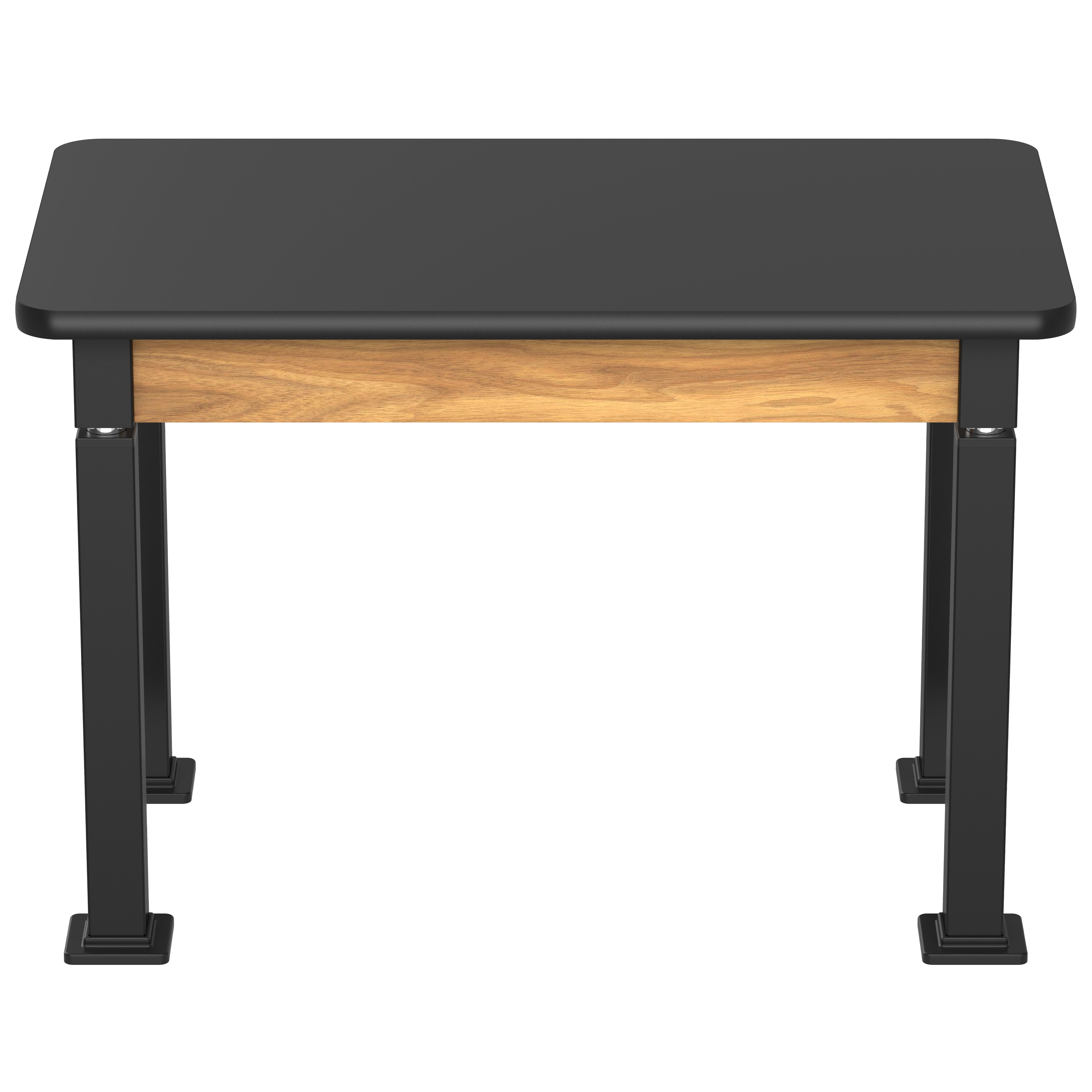 NPS® Aero-Lift Table, Wood Frame, 24" x 42", Science HPL Top, Surface Color: Black, Frame Color: Black (Optional Book Compartment Add On)