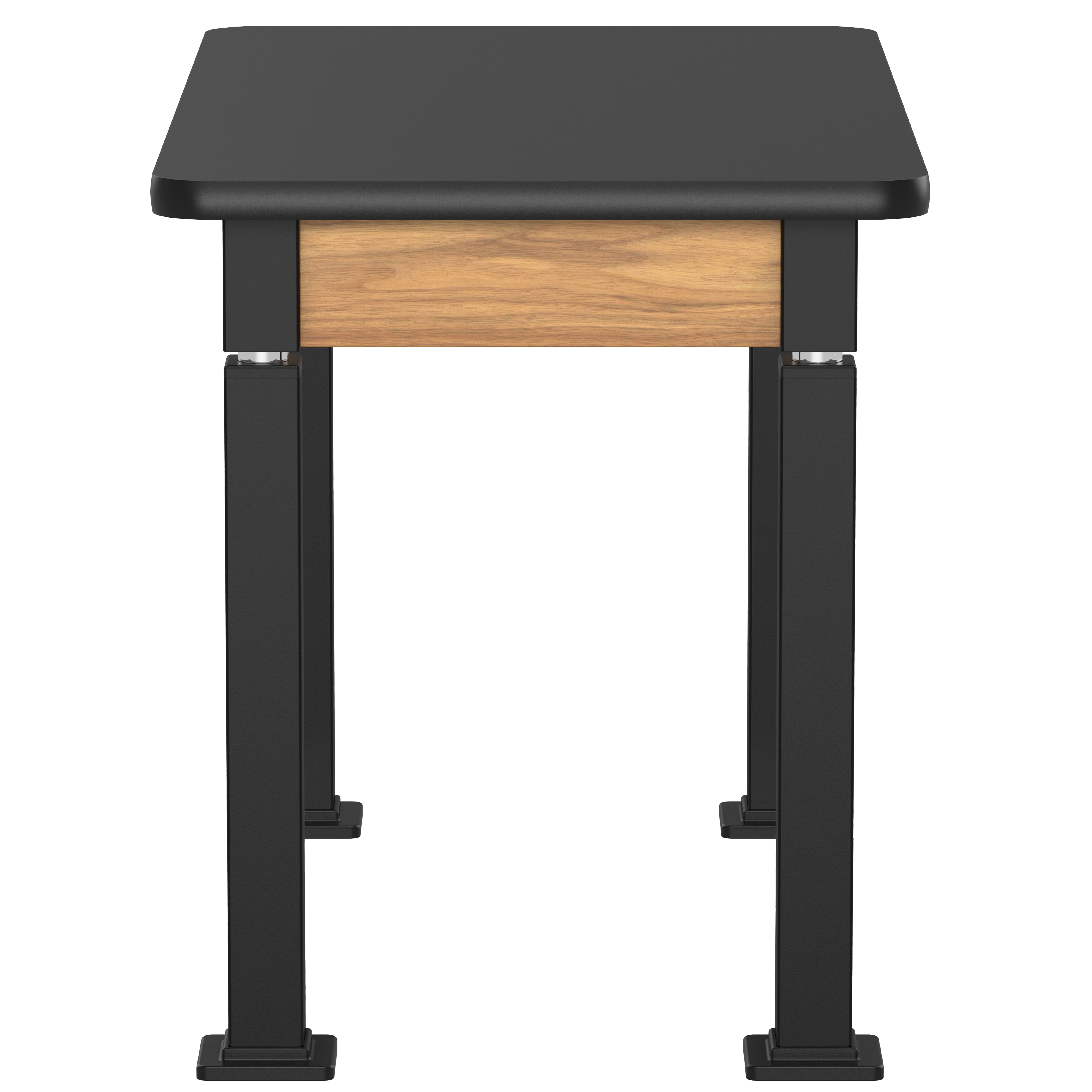 NPS® Aero-Lift Table, Wood Frame, 24" x 42", Science HPL Top, Surface Color: Black, Frame Color: Black (Optional Book Compartment Add On)