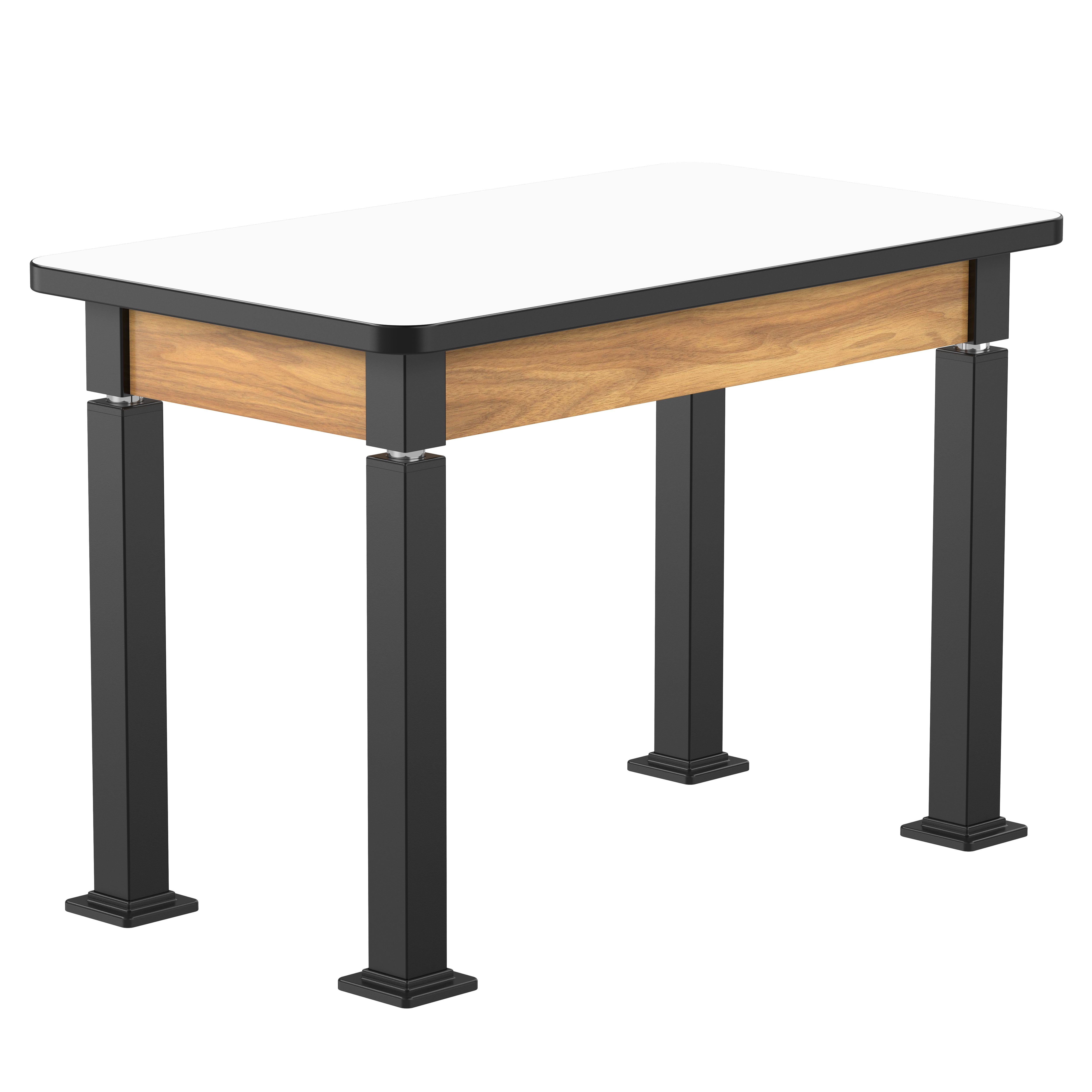 NPS® Aero-Lift Table, Wood Frame, 24" x 42", Whiteboard Top, Surface Color: White, Frame Color: Black (Optional Book Compartment Add On)