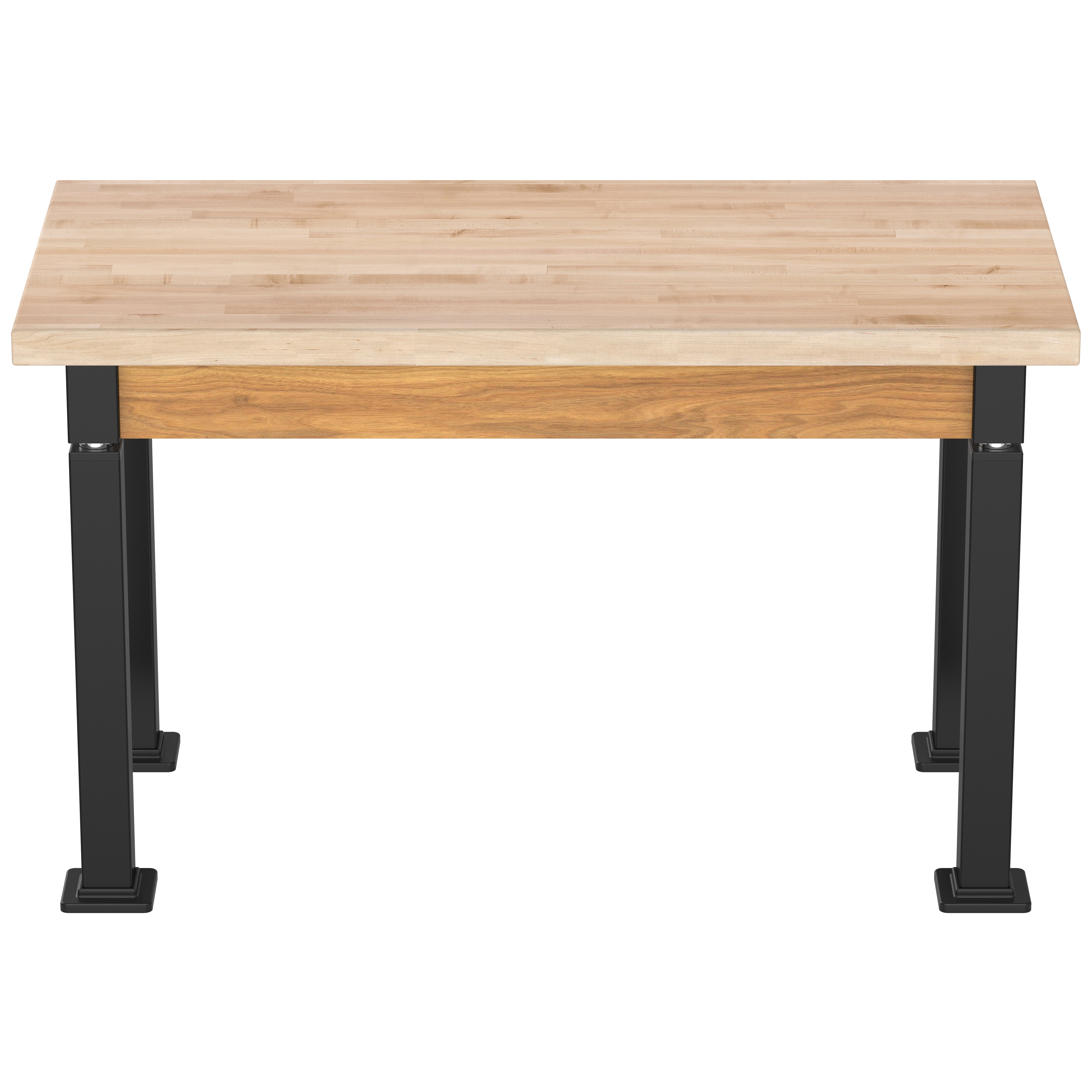 NPS® Aero-Lift Table, Wood Frame, 24" x 48", Butcherblock Top, Surface Color: Maple, Frame Color: Black (Optional Book Compartment Add On)