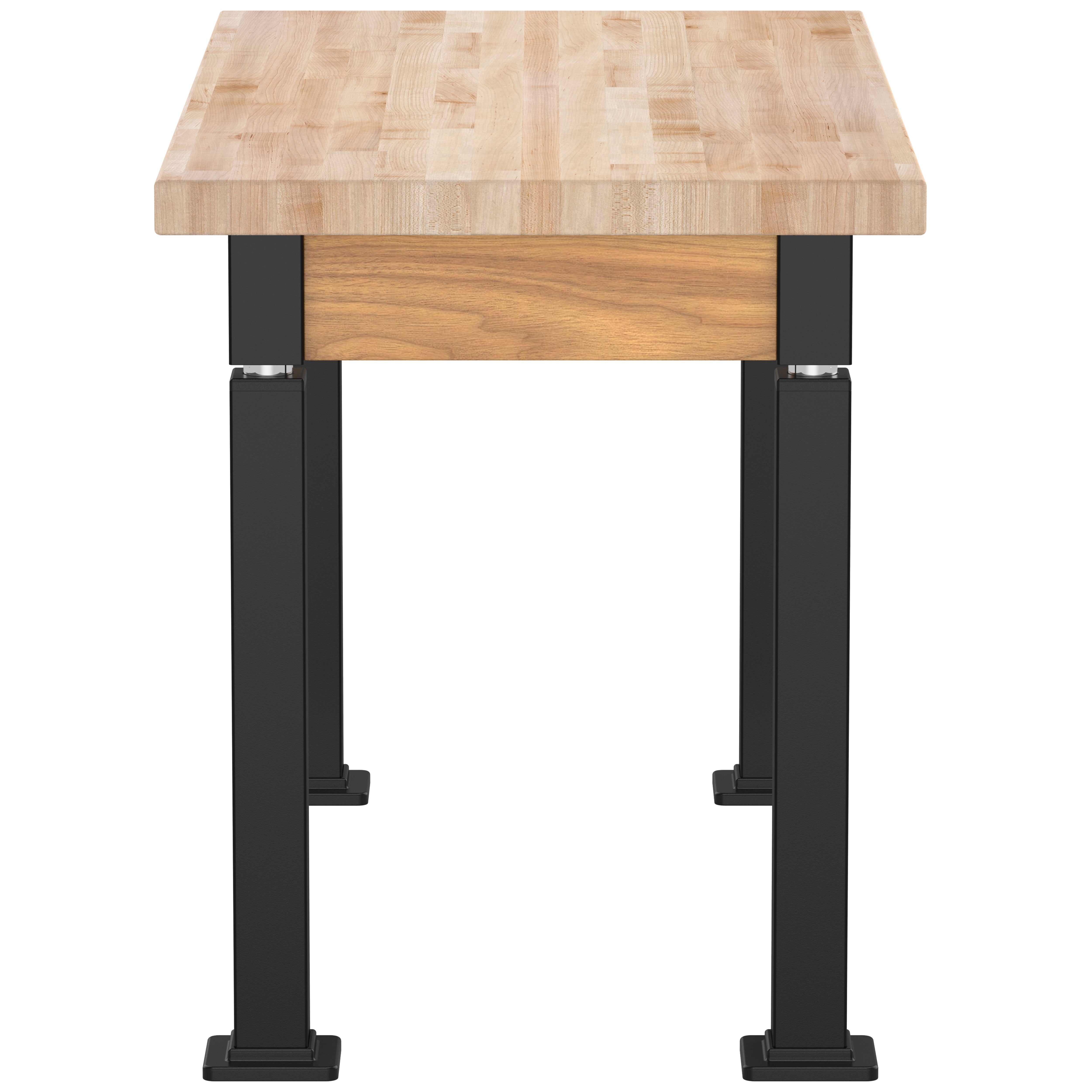 NPS® Aero-Lift Table, Wood Frame, 24" x 48", Butcherblock Top, Surface Color: Maple, Frame Color: Black (Optional Book Compartment Add On)