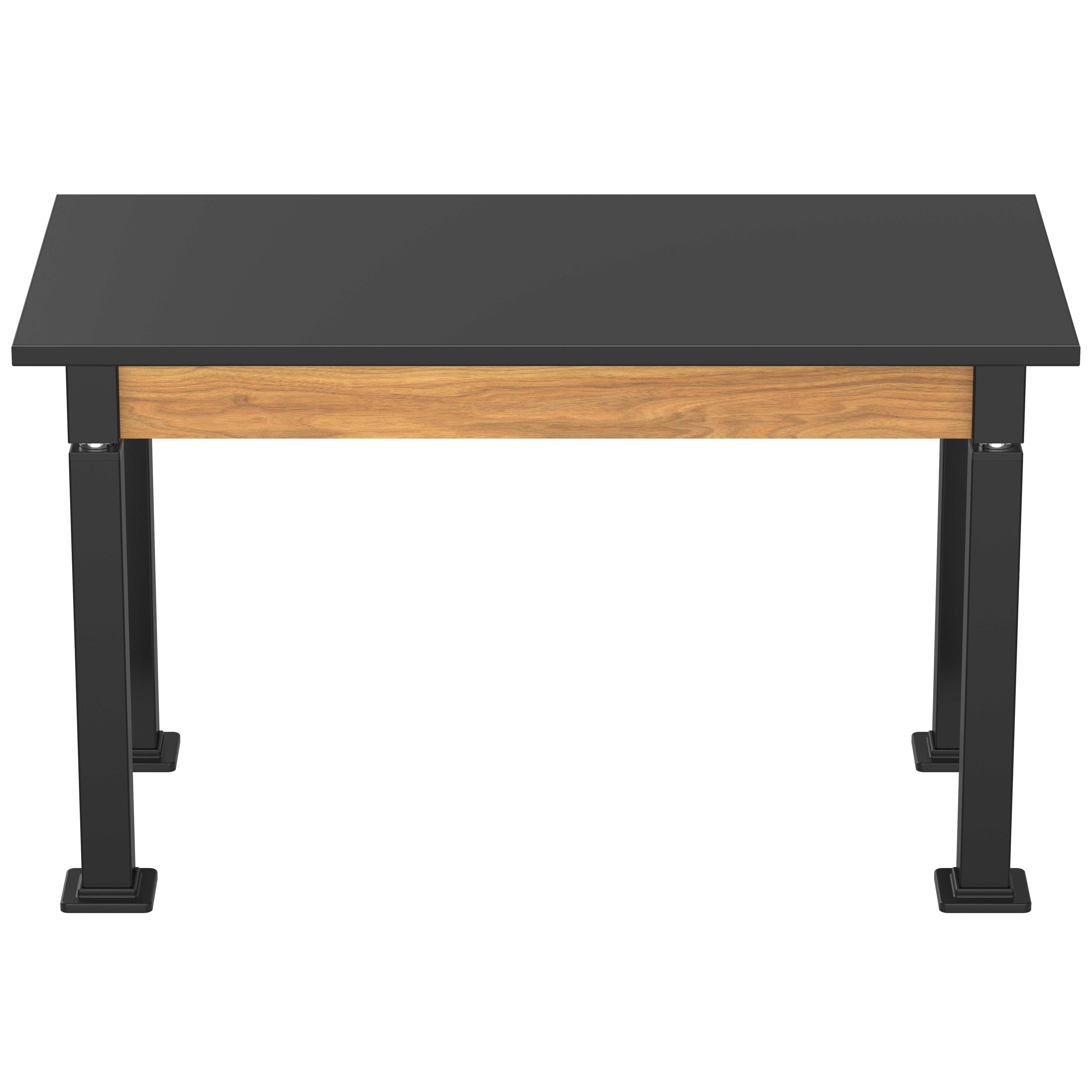 NPS® Aero-Lift Table, Wood Frame, 24" x 48", Chemical Resistant Top, Surface Color: Black, Frame Color: Black (Optional Book Compartment Add On)